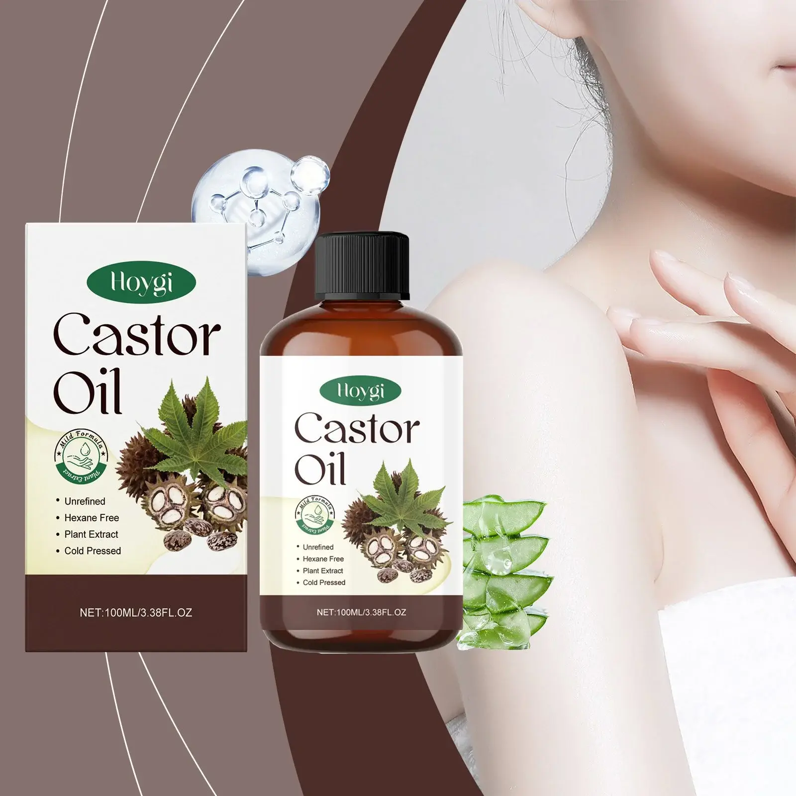 Organic Castor Oil Hydrating Massage Oil for Hair and Skin - Hoygi 2 HO A03 0008 01 1731571260004