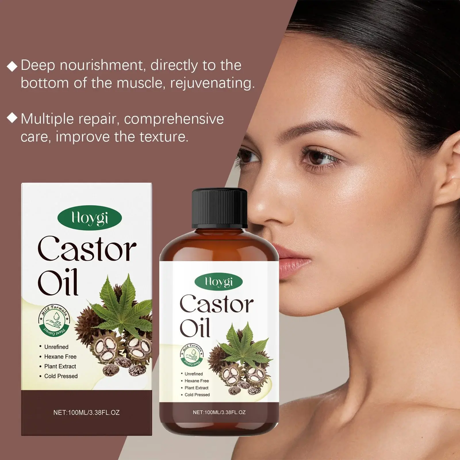 Organic Castor Oil Hydrating Massage Oil for Hair and Skin - Hoygi 8 HO A03 0008 01 1731571260013