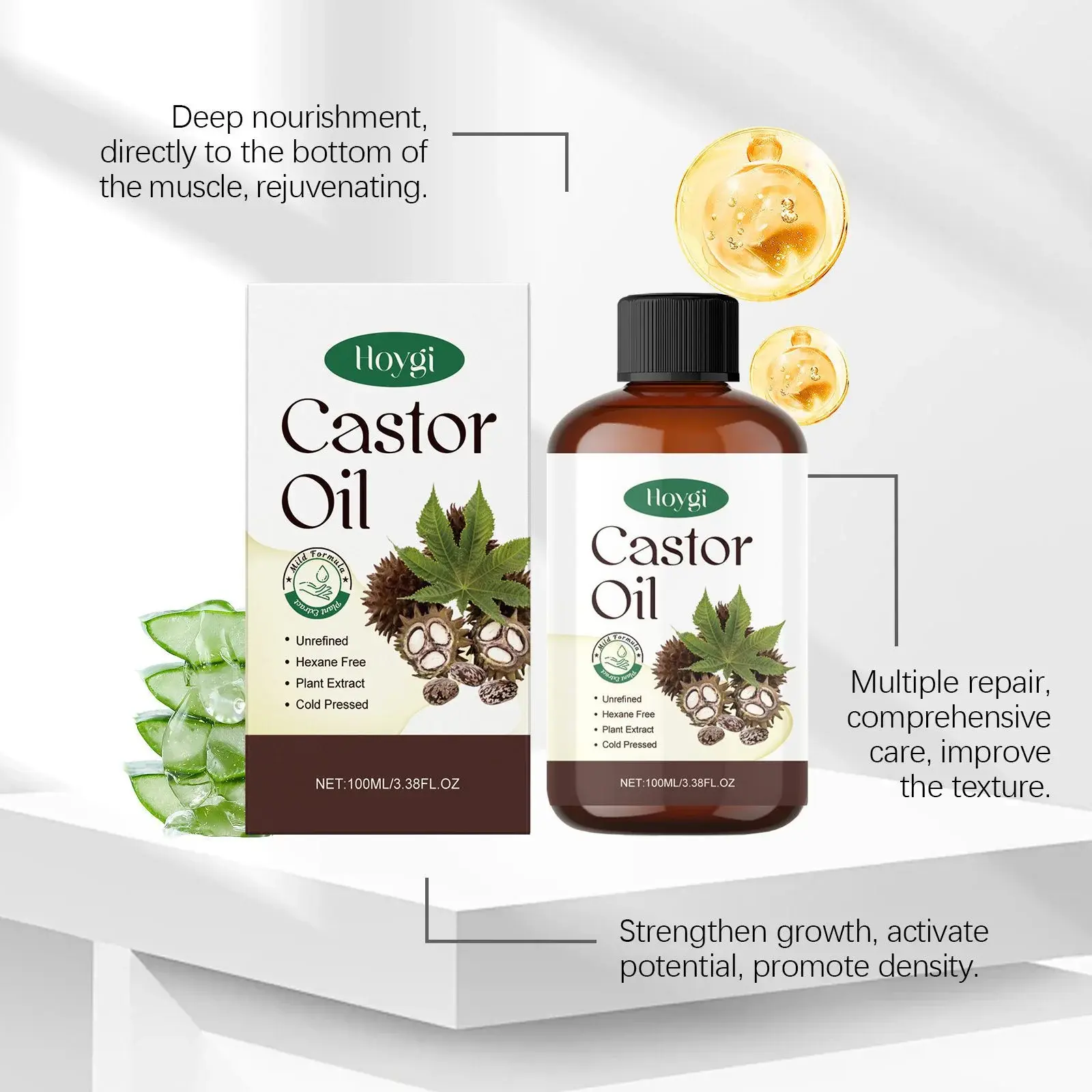 Organic Castor Oil Hydrating Massage Oil for Hair and Skin - Hoygi 9 HO A03 0008 01 1731571260018