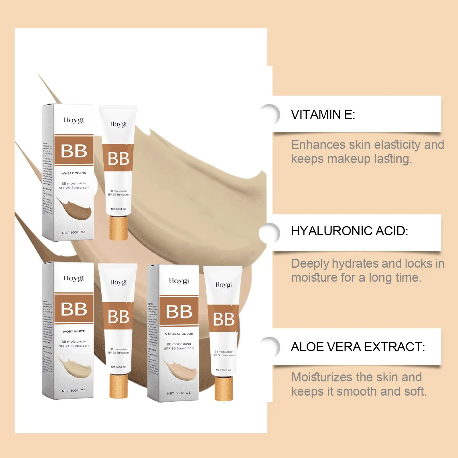 Moisturizing BB Cream SPF - Lightweight Foundation & Concealer 6 HO A04 0001 1732671026021