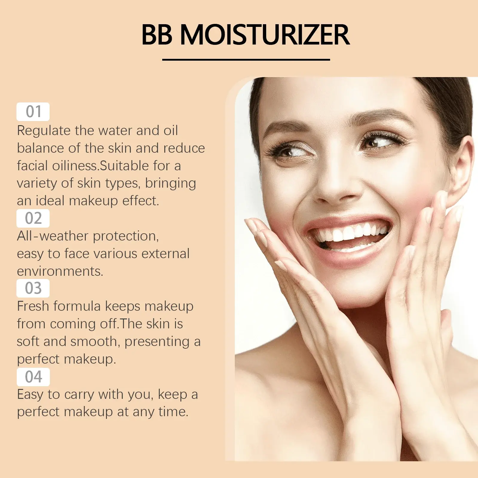 Moisturizing BB Cream SPF - Lightweight Foundation & Concealer 5 HO A04 0001 1732671026022