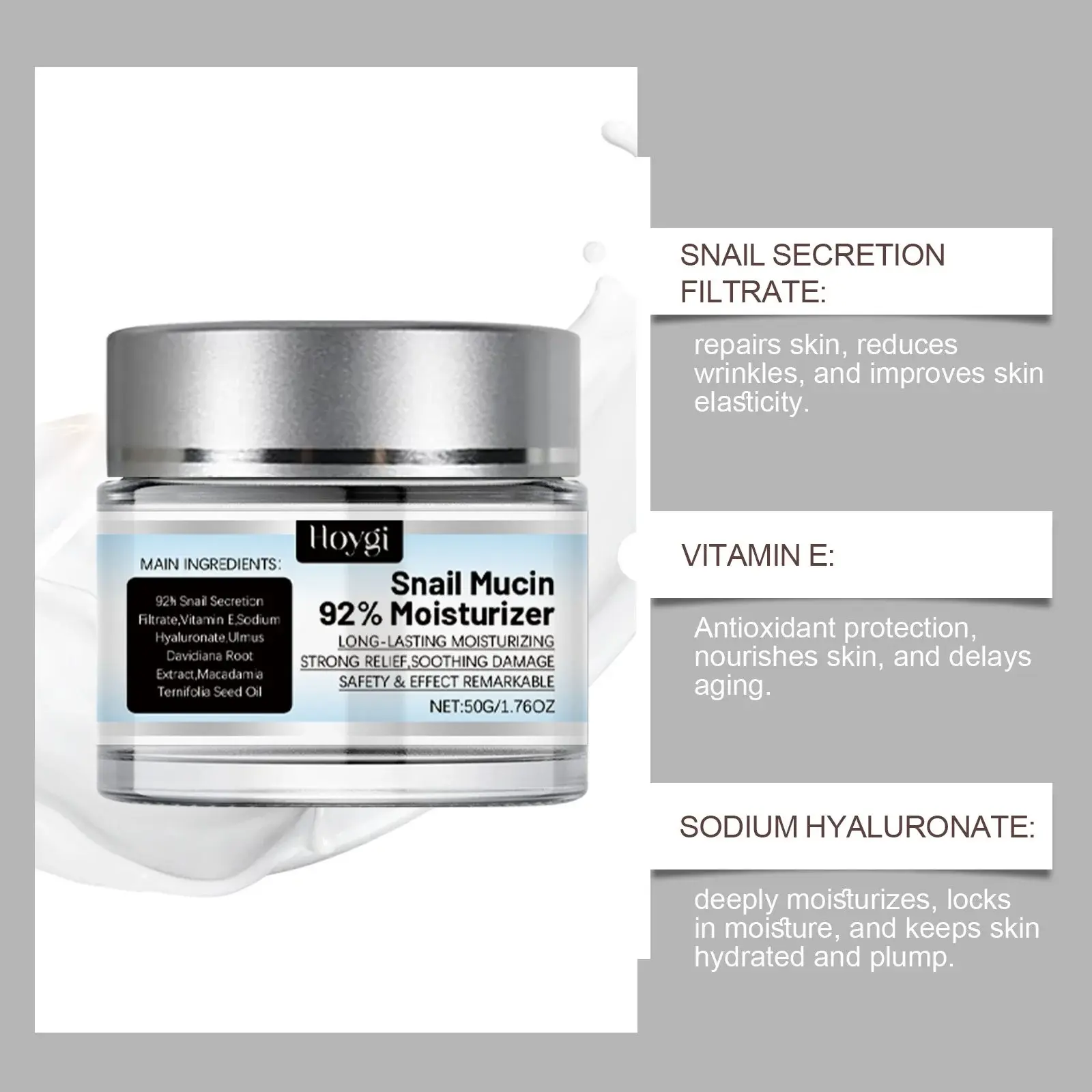 Snail Moisturizer Cream for Hydrating & Firming Facial Care - Hoygi 8 HO A05 0353 01 1723648612016