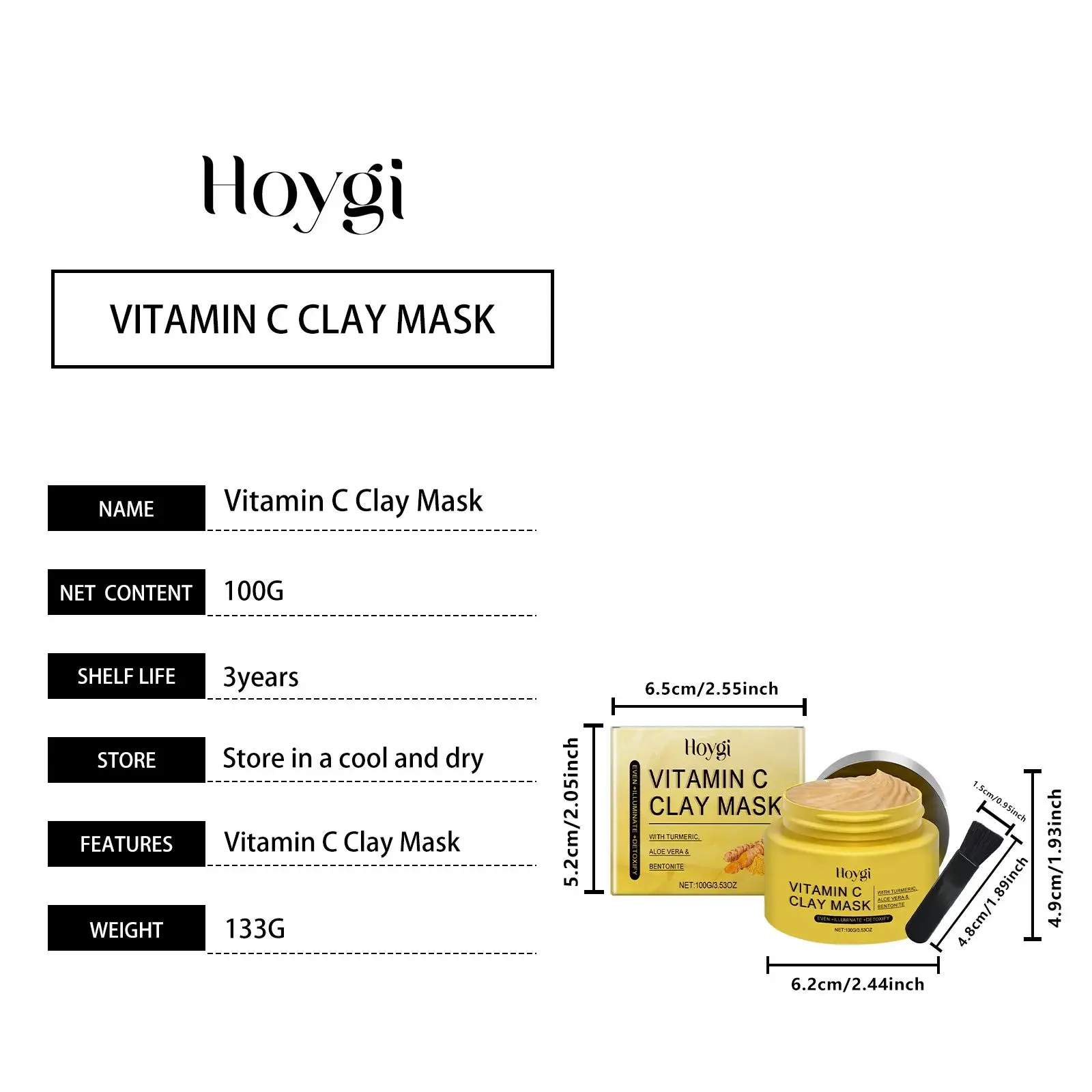 Vitamin C Turmeric Mud Mask for Brightening & Deep Cleansing by Hoygi 1 HO A05 0410 01 1725499825008