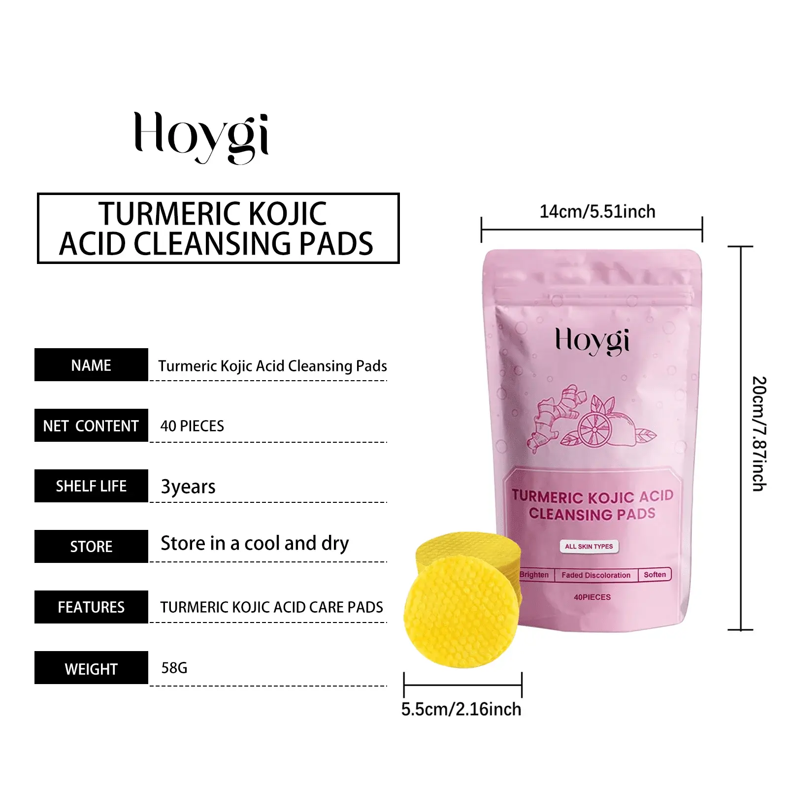 Turmeric Acid Cleansing Pads for Skin Brightening & Hydration 1 HO A05 0430 01 1726310192001