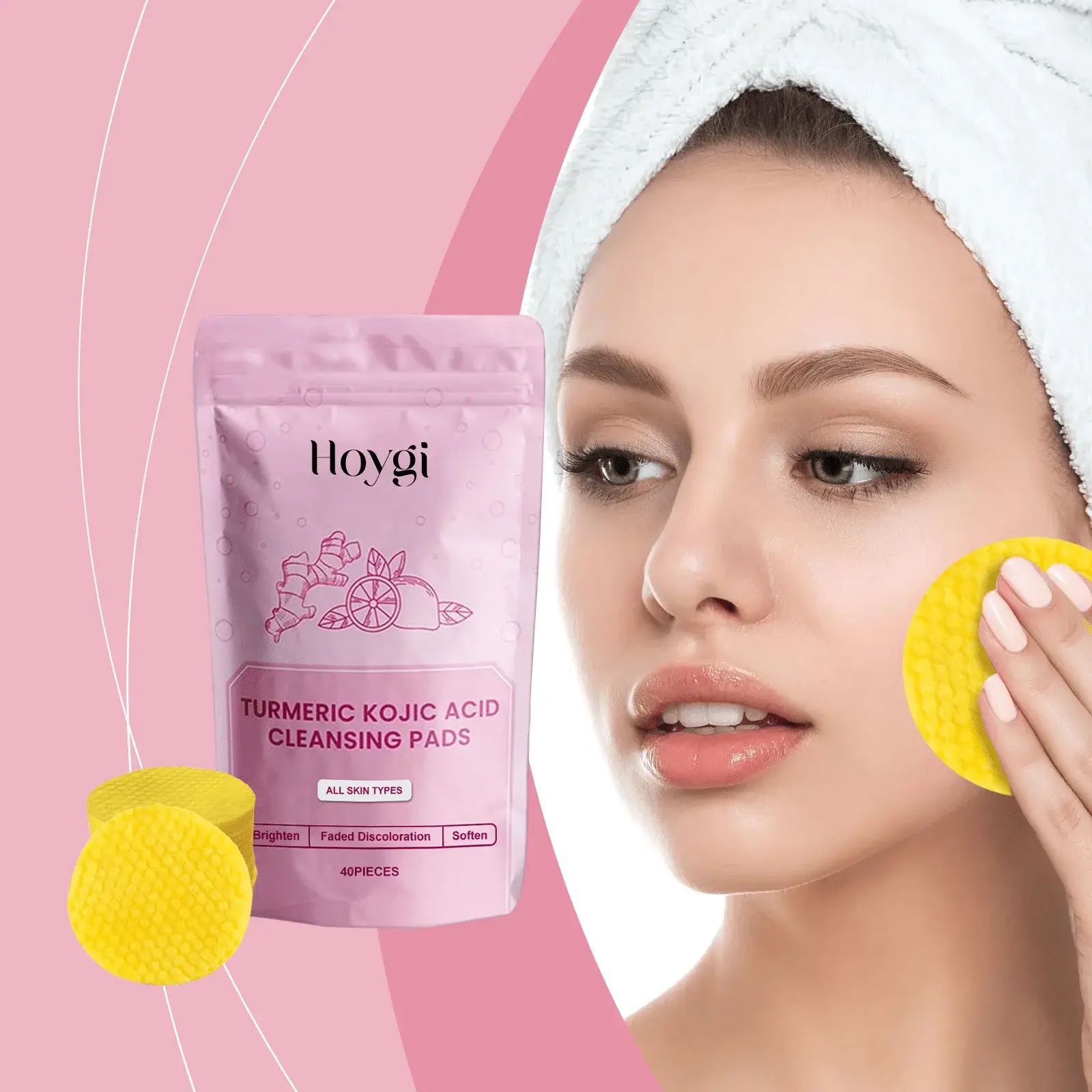 Turmeric Acid Cleansing Pads for Skin Brightening & Hydration 2 HO A05 0430 01 1726310192005