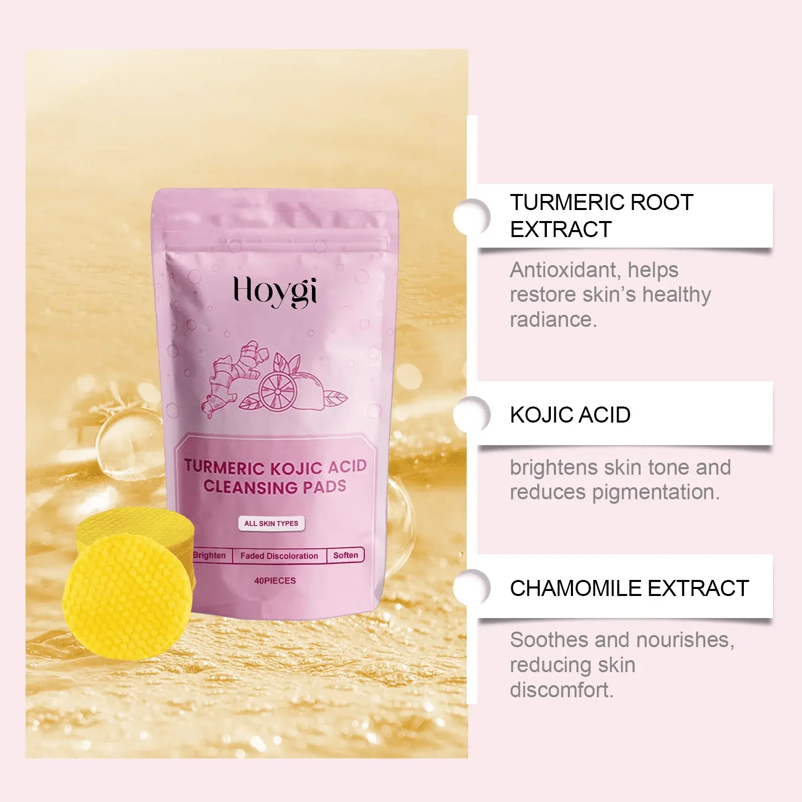 Turmeric Acid Cleansing Pads for Skin Brightening & Hydration 5 HO A05 0430 01 1726310192011