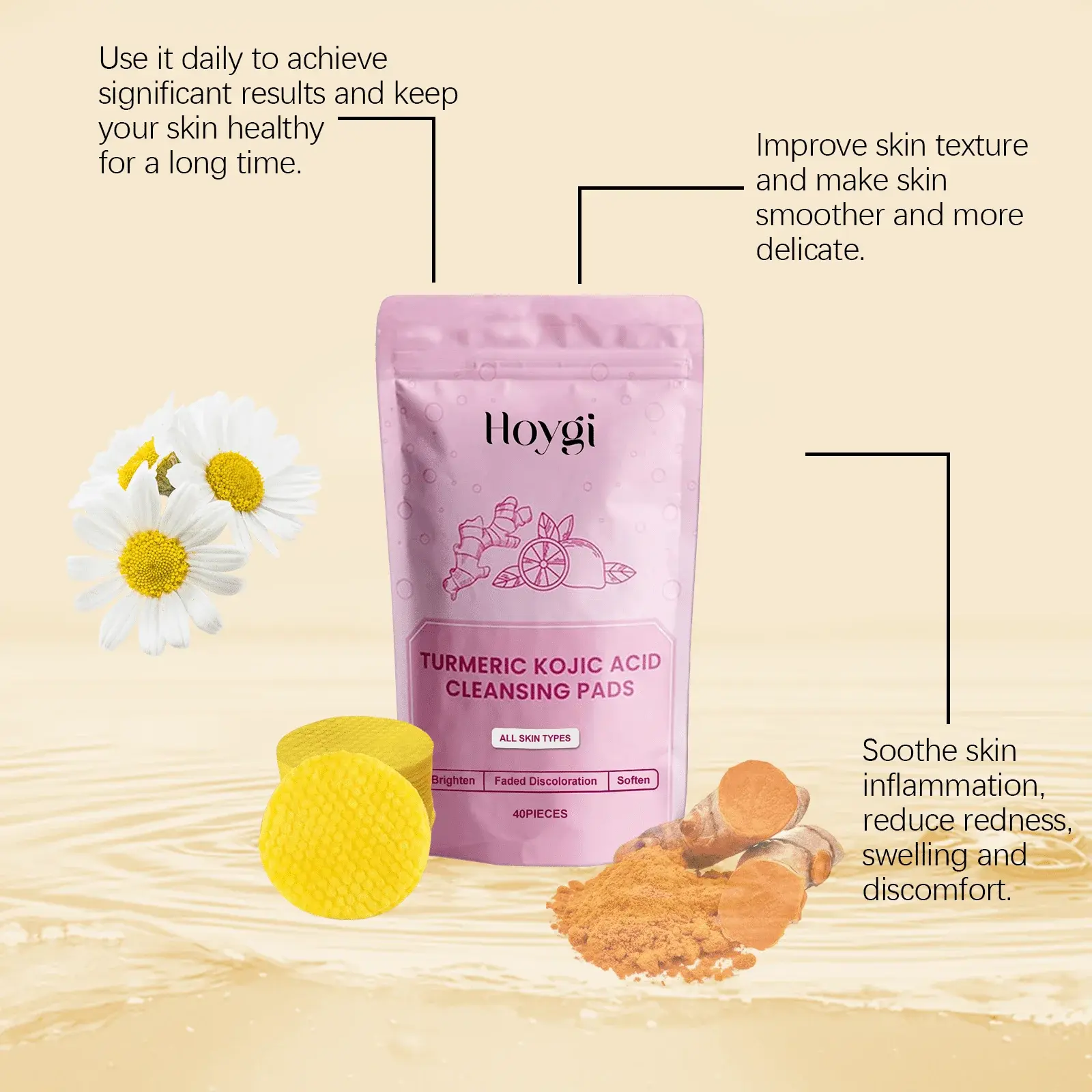 Turmeric Acid Cleansing Pads for Skin Brightening & Hydration 6 HO A05 0430 01 1726310192017