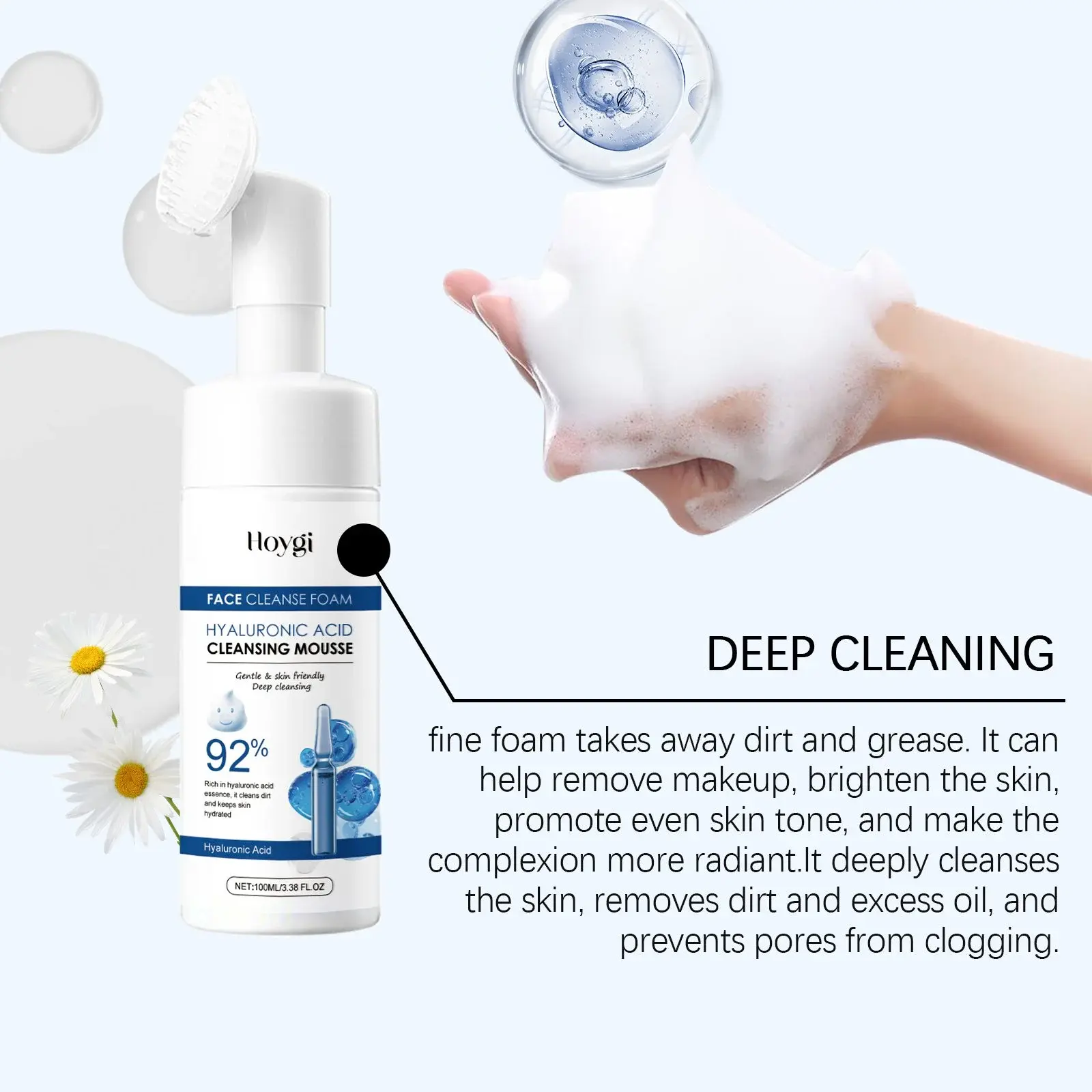 Hyaluronic Acid Cleansing Foam - Gentle Moisturizing Face Cleanser 7 HO A05 0438 01 1726383440006