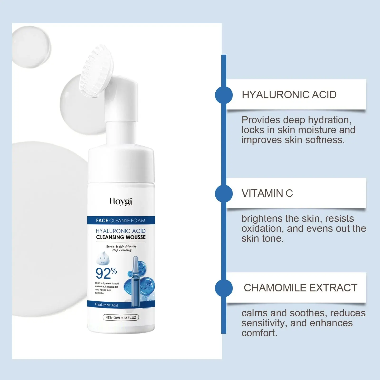 Hyaluronic Acid Cleansing Foam - Gentle Moisturizing Face Cleanser 5 HO A05 0438 01 1726383440009