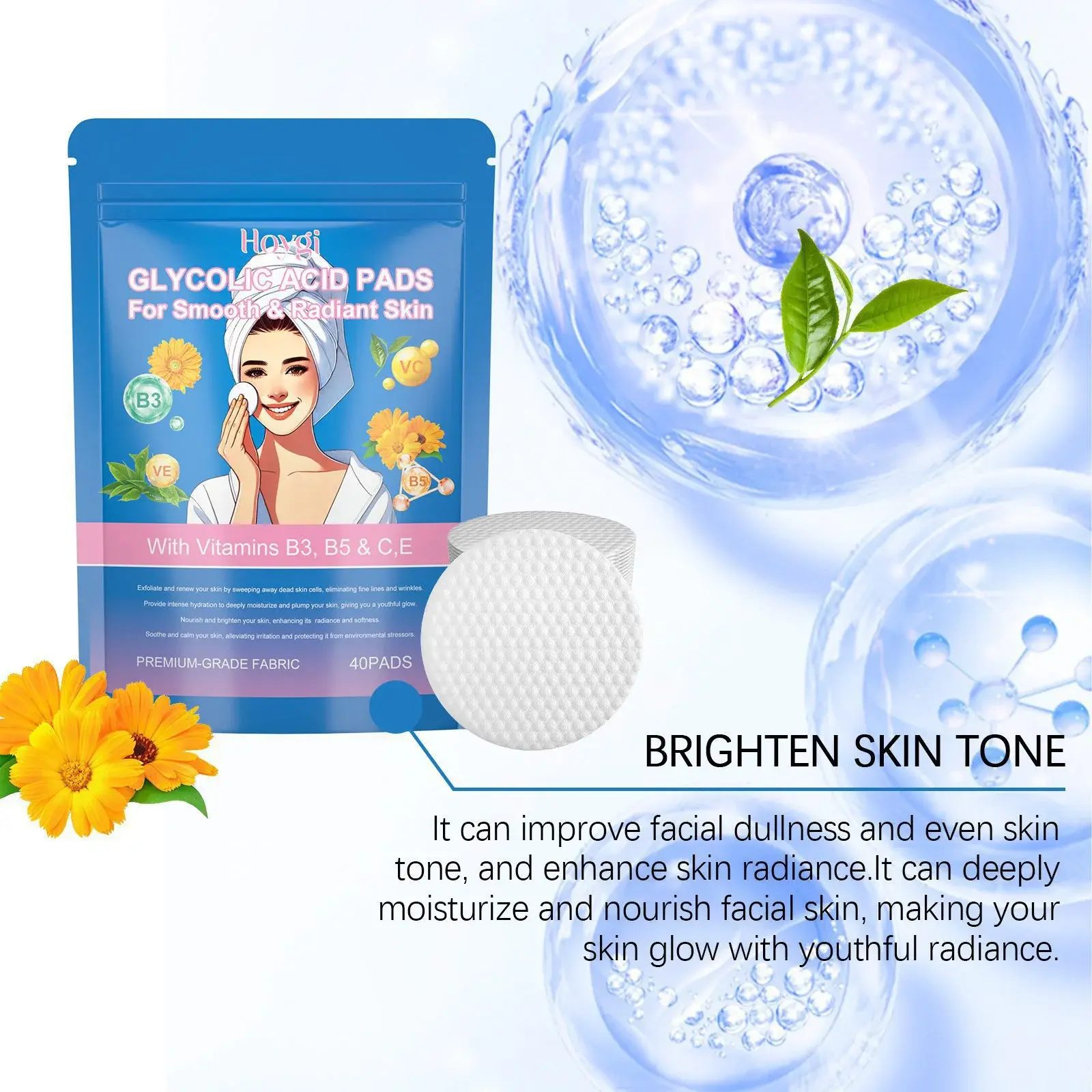 Glycolic Acid Facial Pads with Niacinamide & Panthenol 7 HO A05 0447 01 1727173851006
