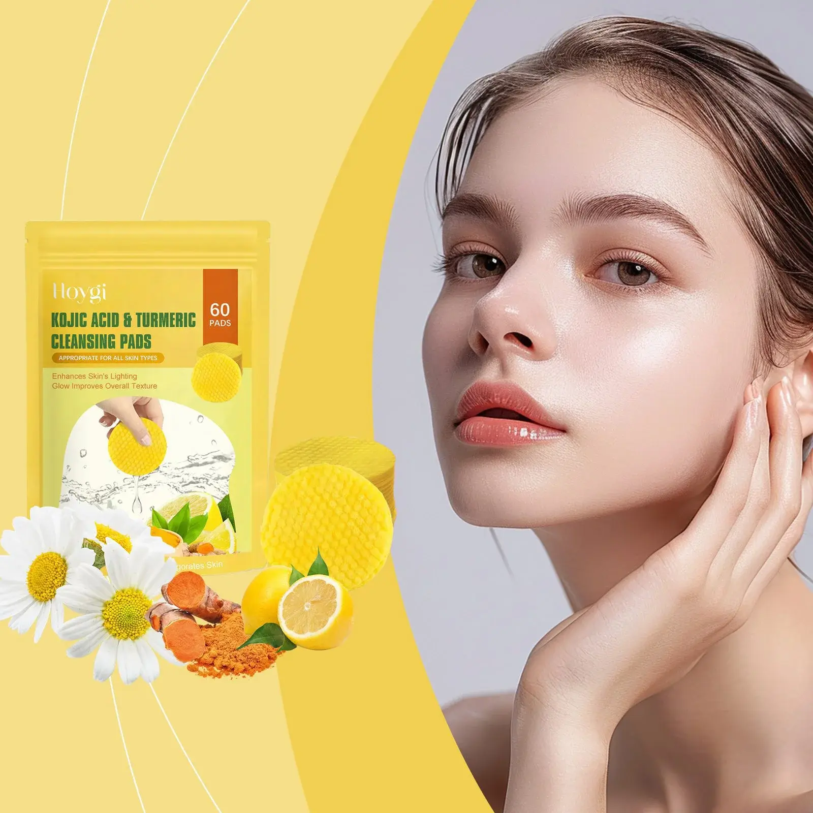 Turmeric Acid Cleansing Pads for Gentle Exfoliation - Hoygi 2 HO A05 0455 01 1727060447003