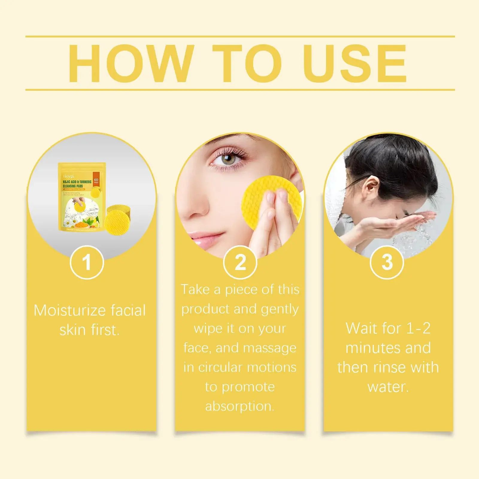 Turmeric Acid Cleansing Pads for Gentle Exfoliation - Hoygi 4 HO A05 0455 01 1727060447011