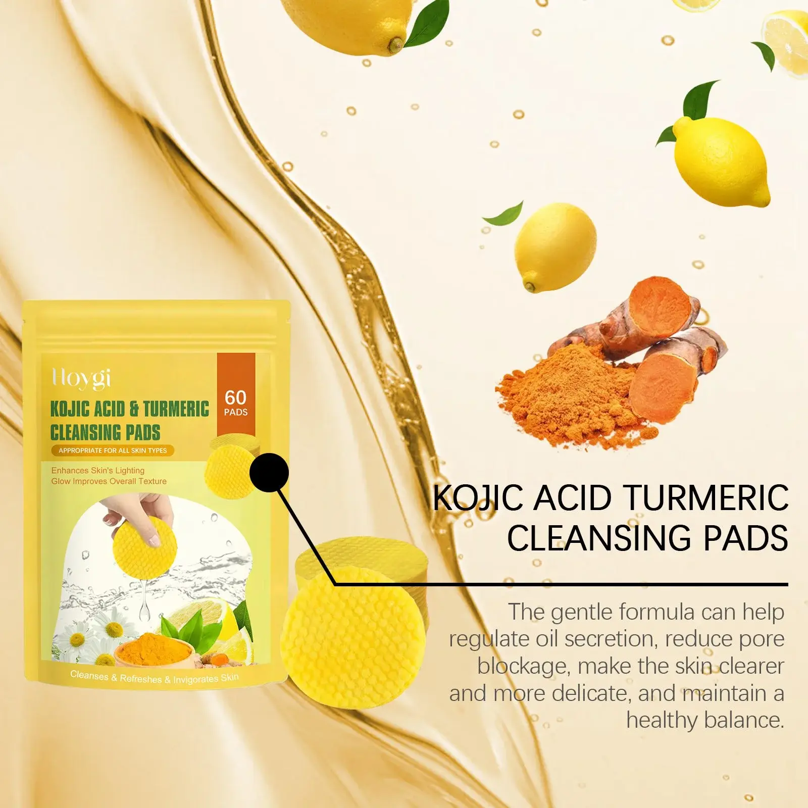 Turmeric Acid Cleansing Pads for Gentle Exfoliation - Hoygi 7 HO A05 0455 01 1727060447015