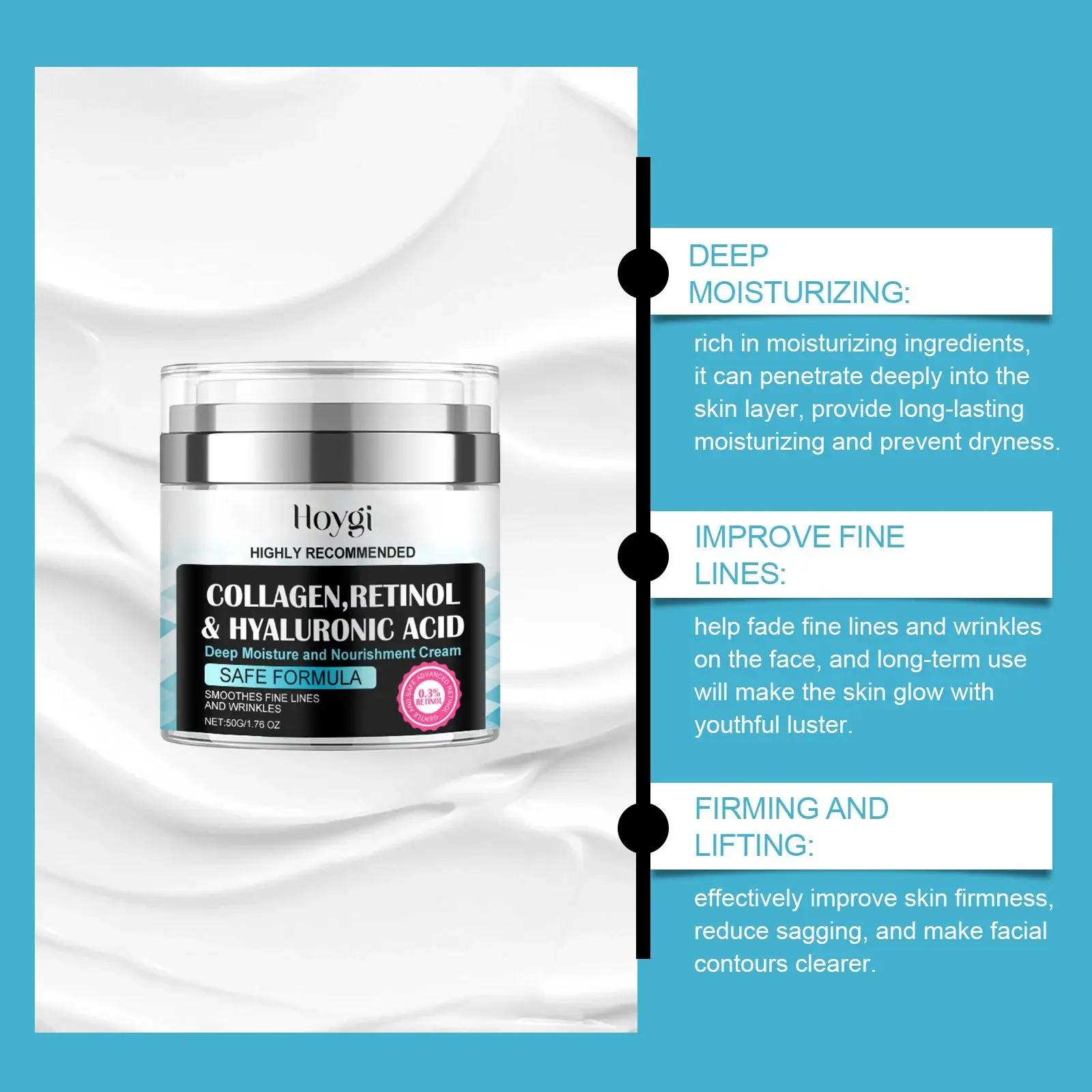 Collagen Moisturizing Cream for Hydrating Daily Facial Care - Hoygi 6 HO A05 0480 01 1727519579018