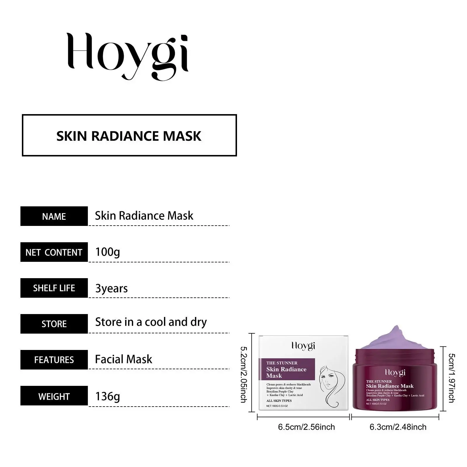 Blackhead Brightening Mask - Hydrating & Pore Cleansing Formula 1 HO A05 0532 01 1729940430011