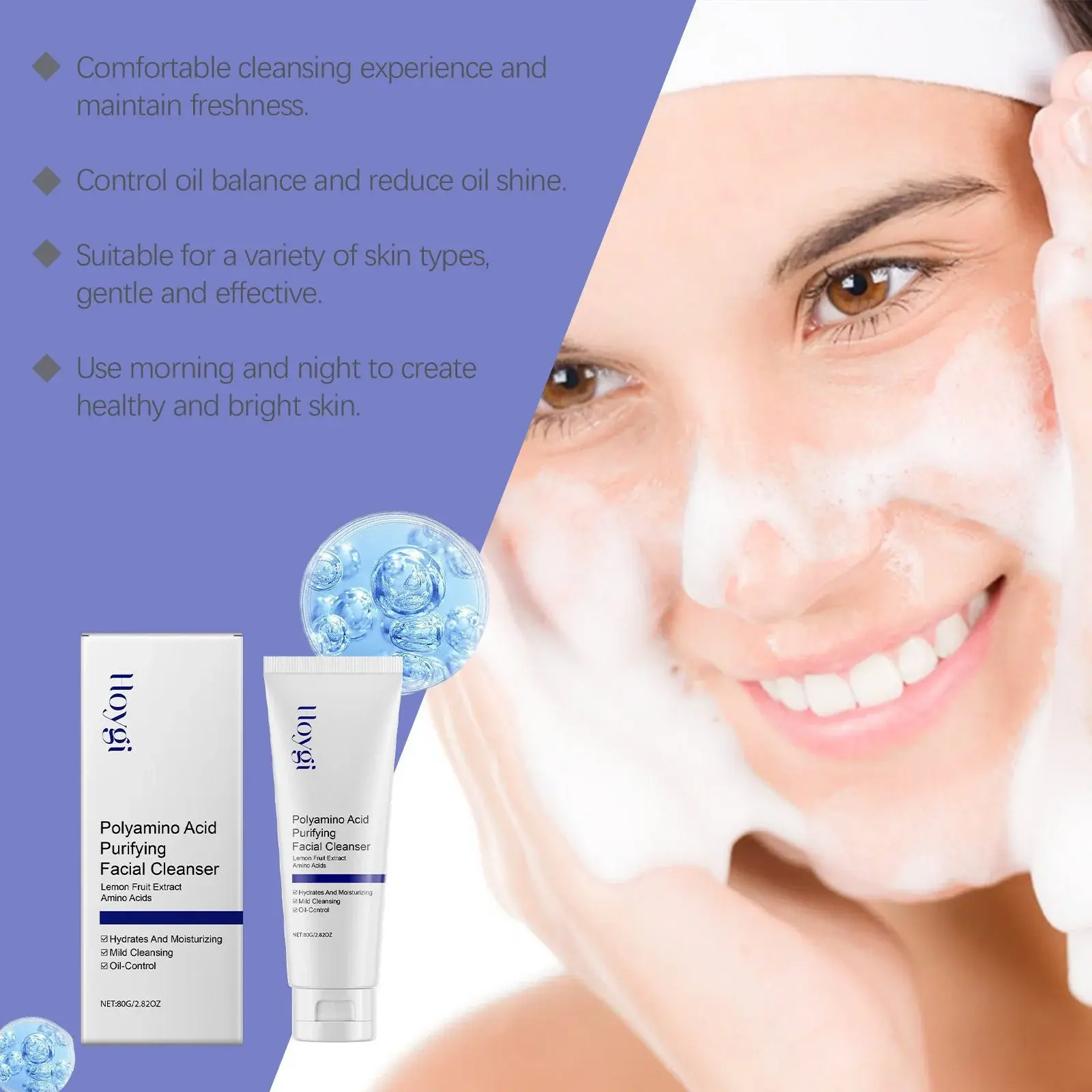 Acne Cleanser Moisturizing Face Wash with Hyaluronic Acid & Collagen - Hoygi 5 HO A05 0578 01 1731375052013