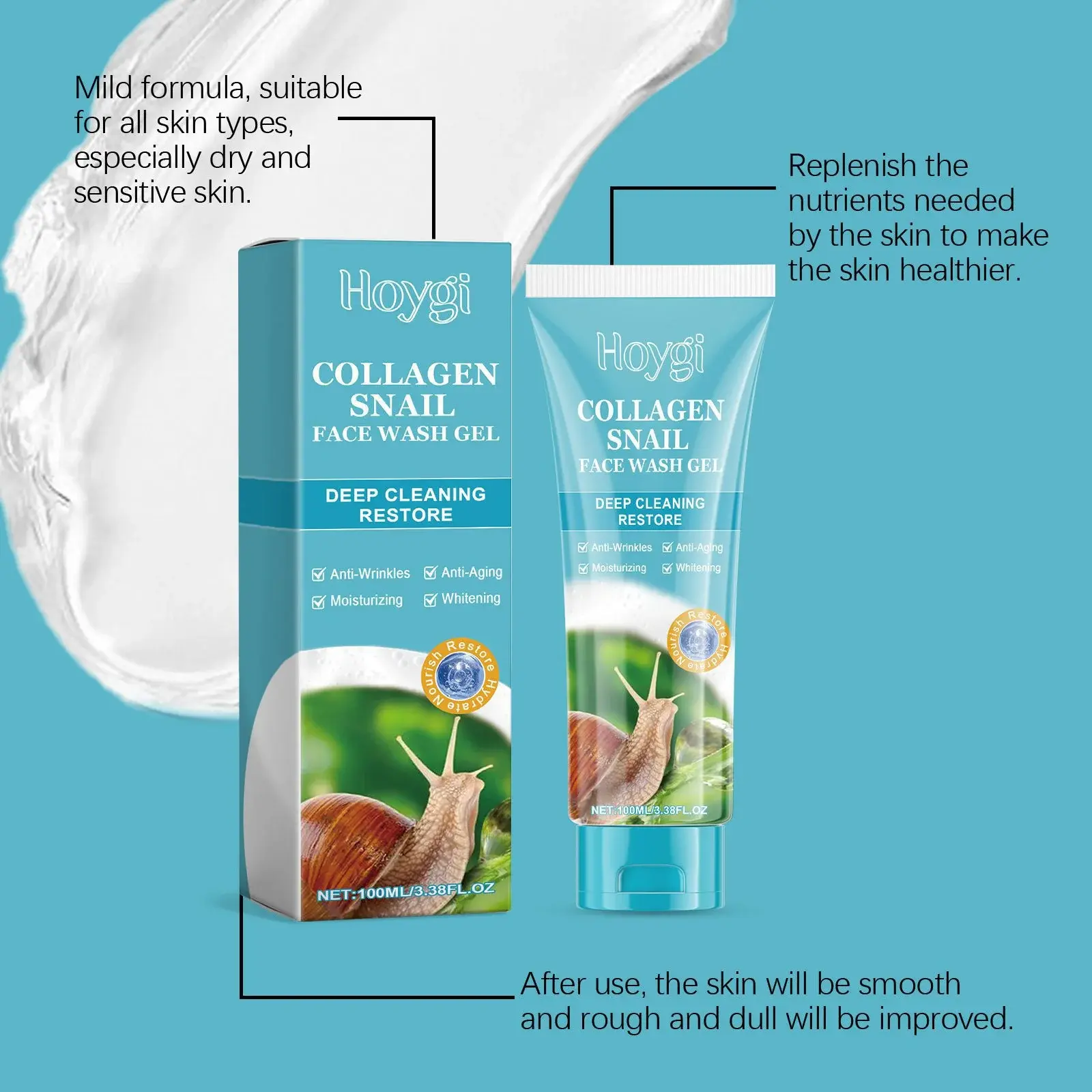 Collagen Snail Facial Cleanser - Gentle Exfoliating Repair Gel 7 HO A05 0609 01 1732188616017