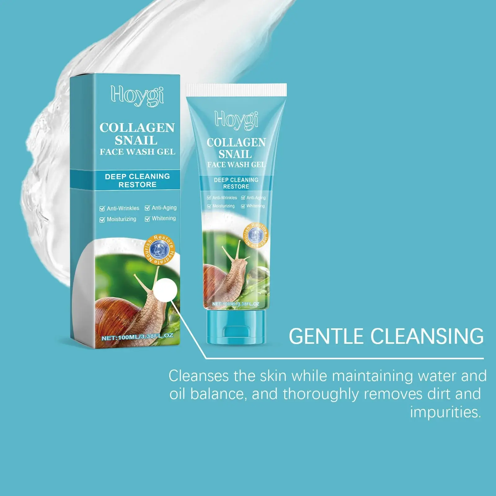 Collagen Snail Facial Cleanser - Gentle Exfoliating Repair Gel 8 HO A05 0609 01 1732188616018