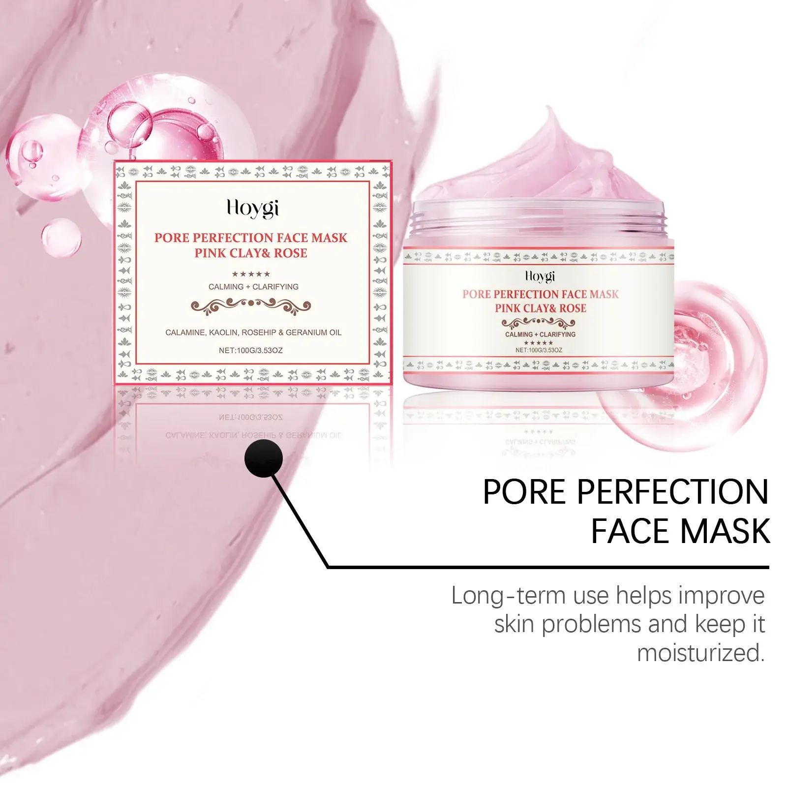 Pink Rose Clay Mask Hydrating & Pore Cleansing - Hoygi 8 HO A05 0680 02 1734681801019