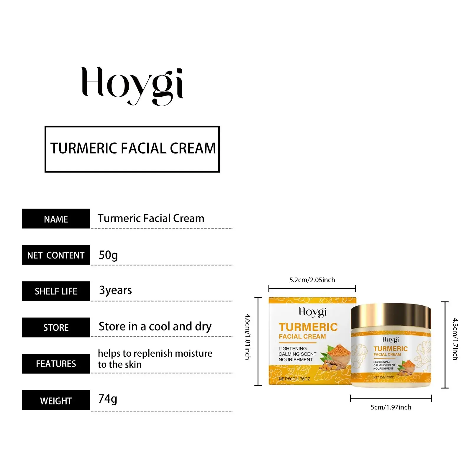 Turmeric Brightening Cream - Vitamin C Moisturizing Facial Care 1 HO A05 0711 03 83295008