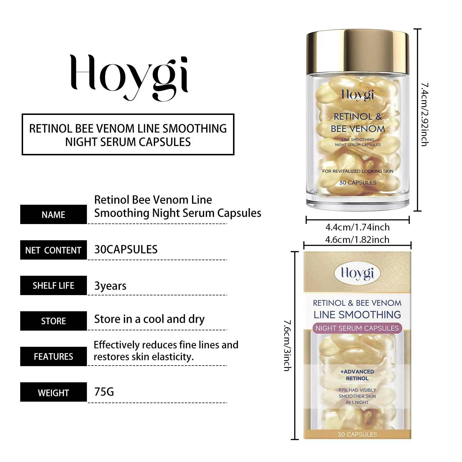 Retinol Bee Venom Face Capsule for Firming & Hydration - Hoygi 1 HO A05 0731 01 74083000