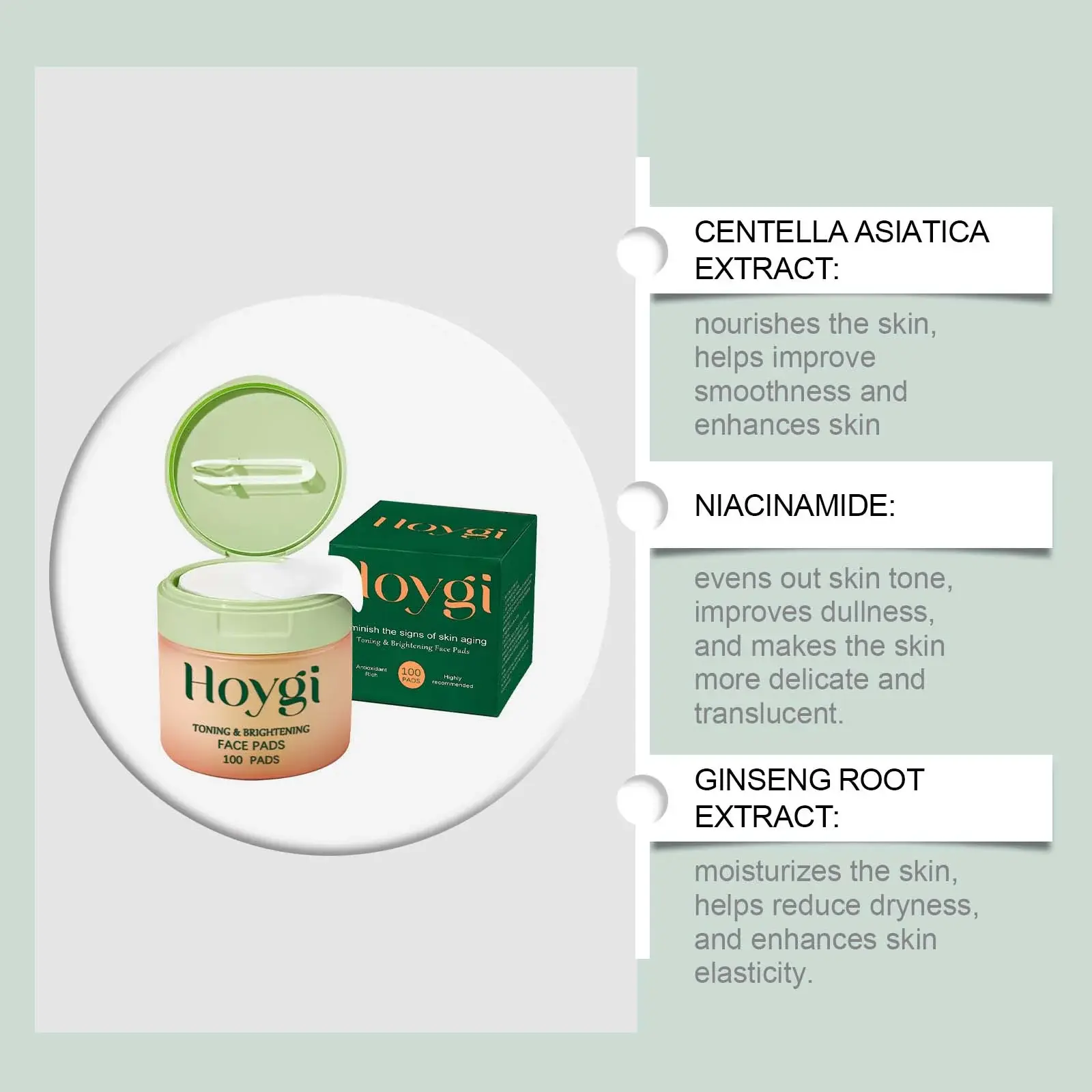 Hoygi Centella Hydrating Cotton Pads for Moisture & Elasticity 5 HO A05 0737 01 80526340