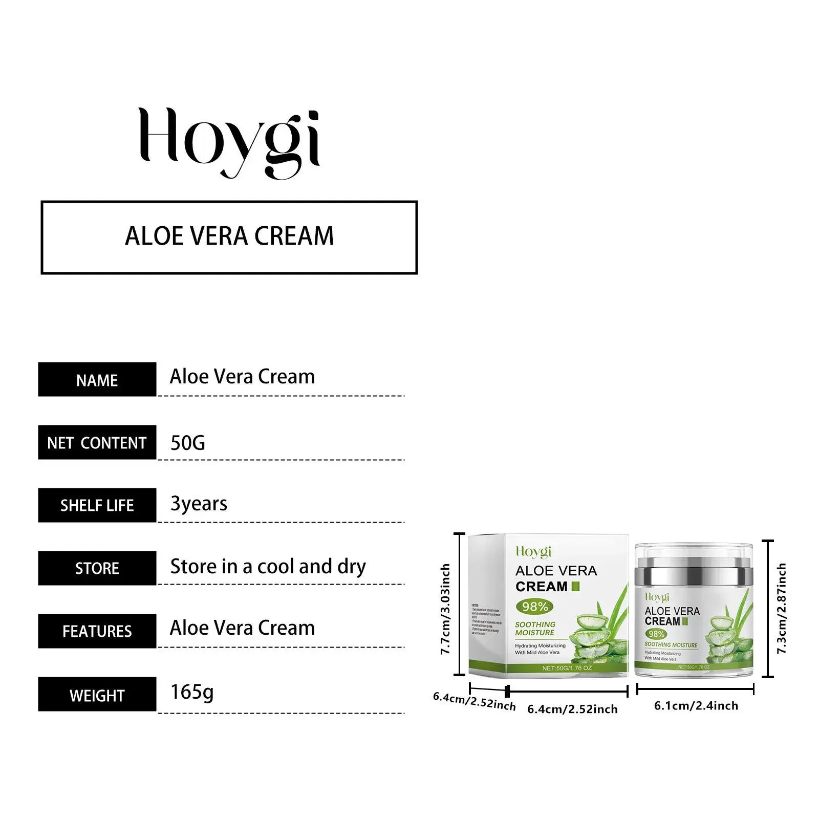 Aloe Vera Moisturizing Cream for Hydrating & Brightening - Hoygi 1 HO A05 0740 01 59666480