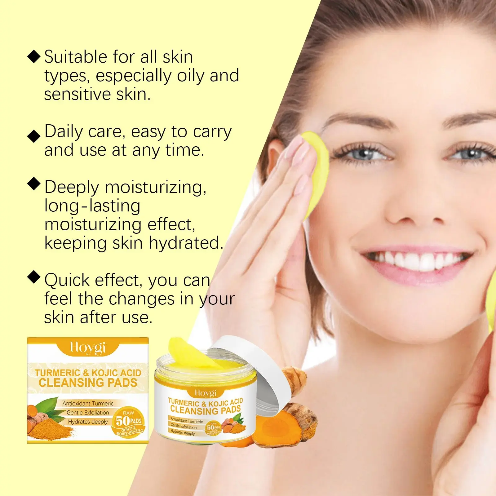 Turmeric Acid Cleansing Pads for Pore Refining & Skin Brightening 5 HO A05 0765 01 32538512