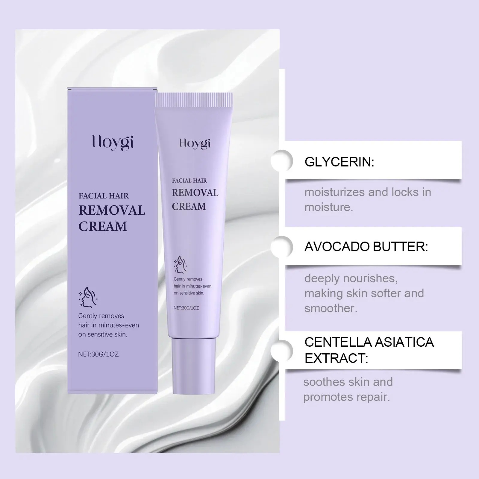 Facial Hair Removal Cream for Sensitive Skin - Mild Daily Treatment by Hoygi 5 HO A05 0779 01 18530449