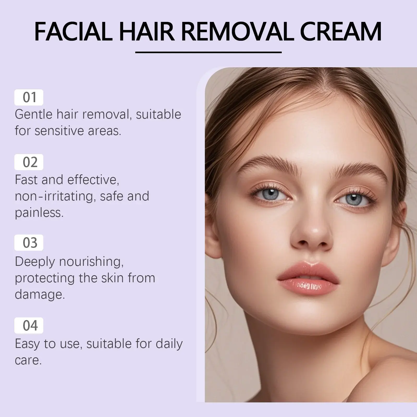 Facial Hair Removal Cream for Sensitive Skin - Mild Daily Treatment by Hoygi 10 HO A05 0779 01 30085278