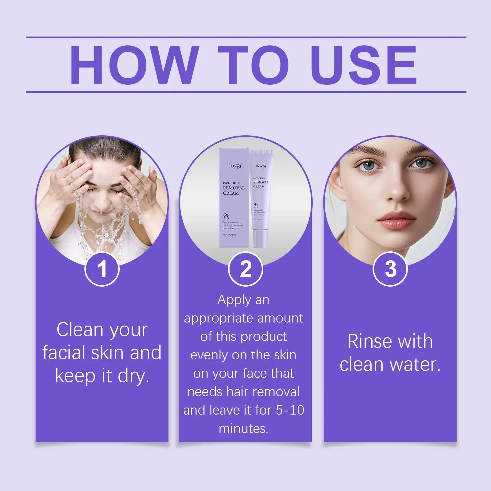 Facial Hair Removal Cream for Sensitive Skin - Mild Daily Treatment by Hoygi 4 HO A05 0779 01 69888133