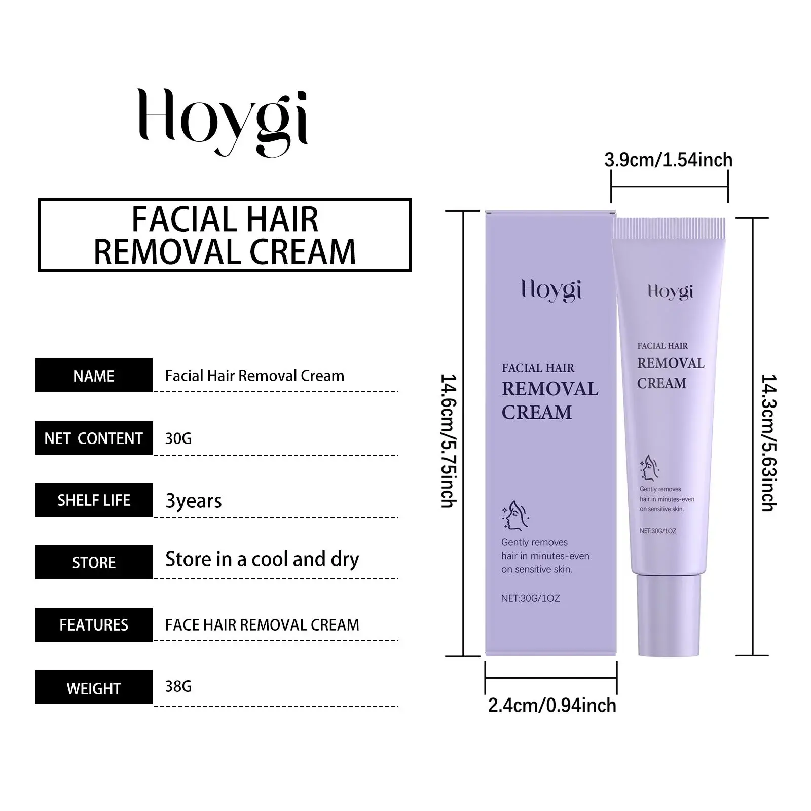 Facial Hair Removal Cream for Sensitive Skin - Mild Daily Treatment by Hoygi 1 HO A05 0779 01 95904746