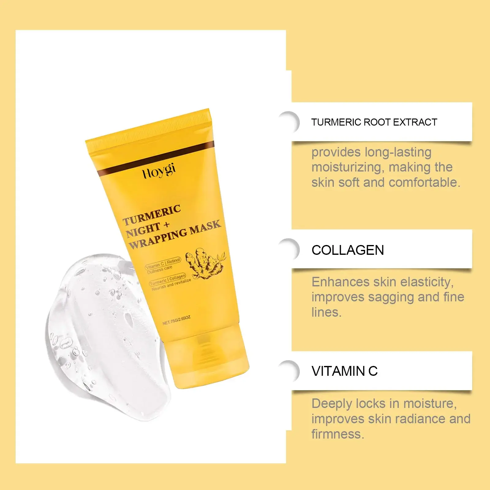 Turmeric Collagen Peel-Off Mask with Scraper - Exfoliating & Firming 6 HO A05 0831 02 79441698