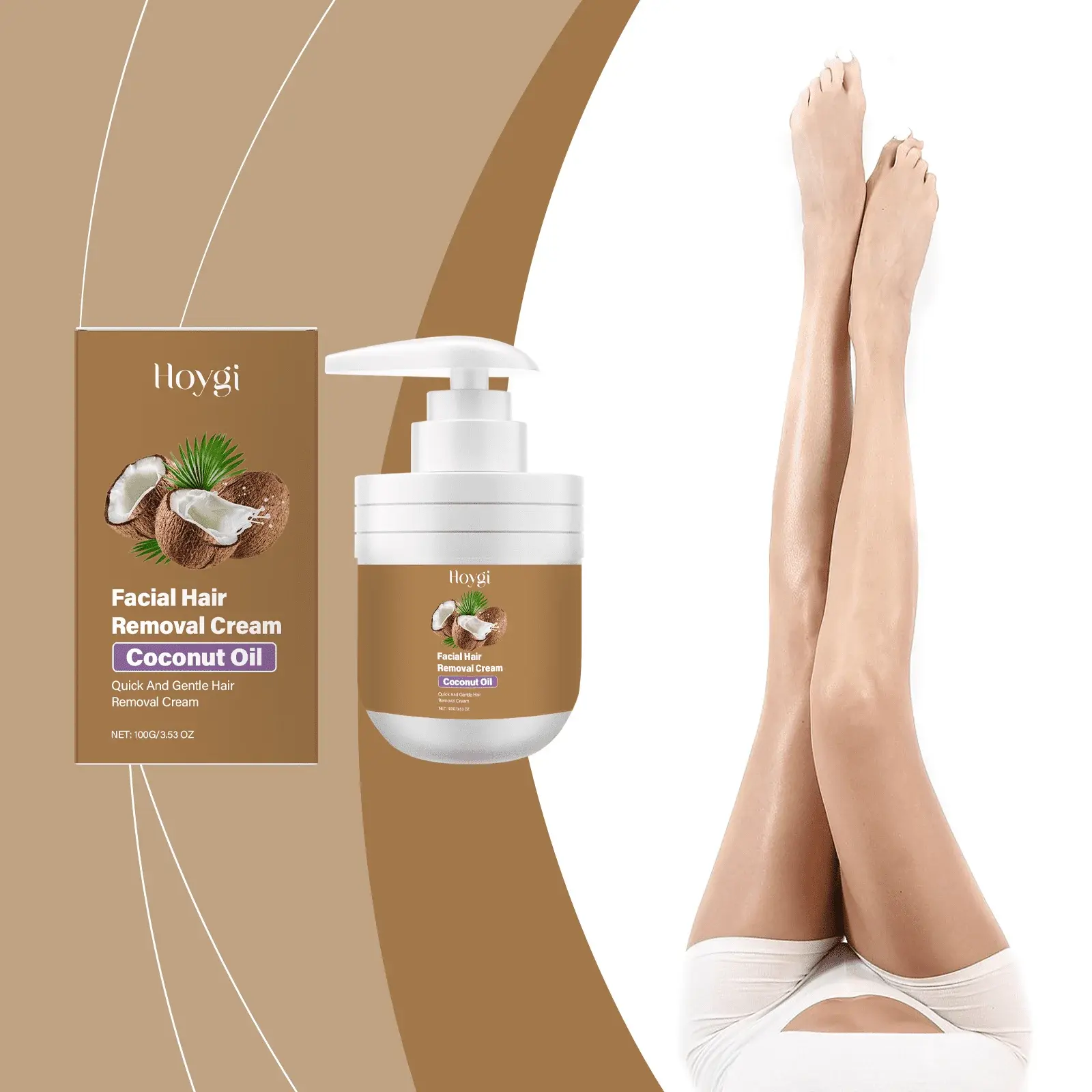 Facial Hair Removal Cream with Coconut Oil for Men & Women - Hoygi 2 HO A05 0840 01 52567237
