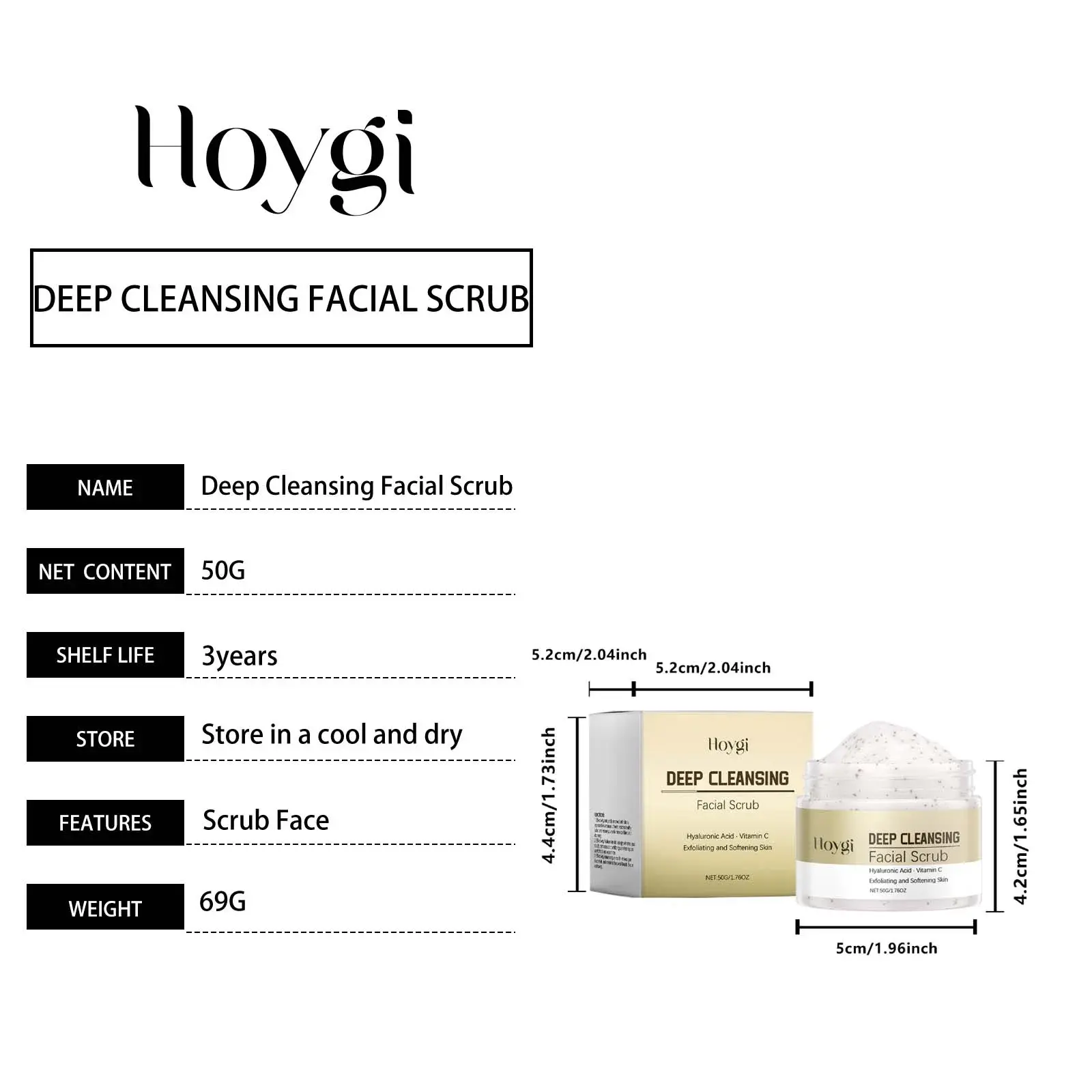 Deep Exfoliating Facial Scrub for Pore Cleansing and Moisturizing - Hoygi 1 HO A05 0841 01 71393292