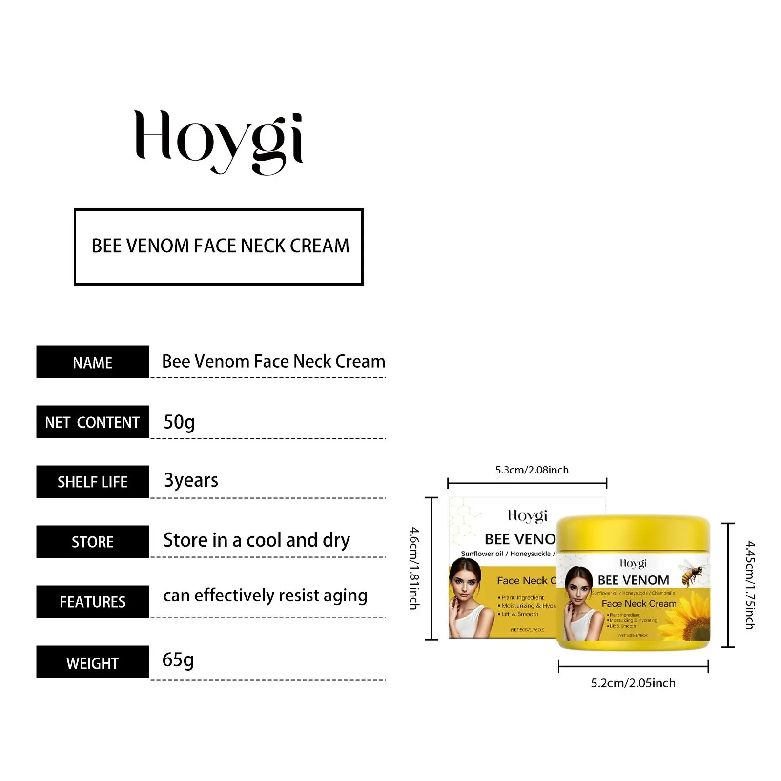 Bee Venom Moisturizer Soothing Hydrating Facial Cream - Hoygi 1 HO A05 0926 01 24096941