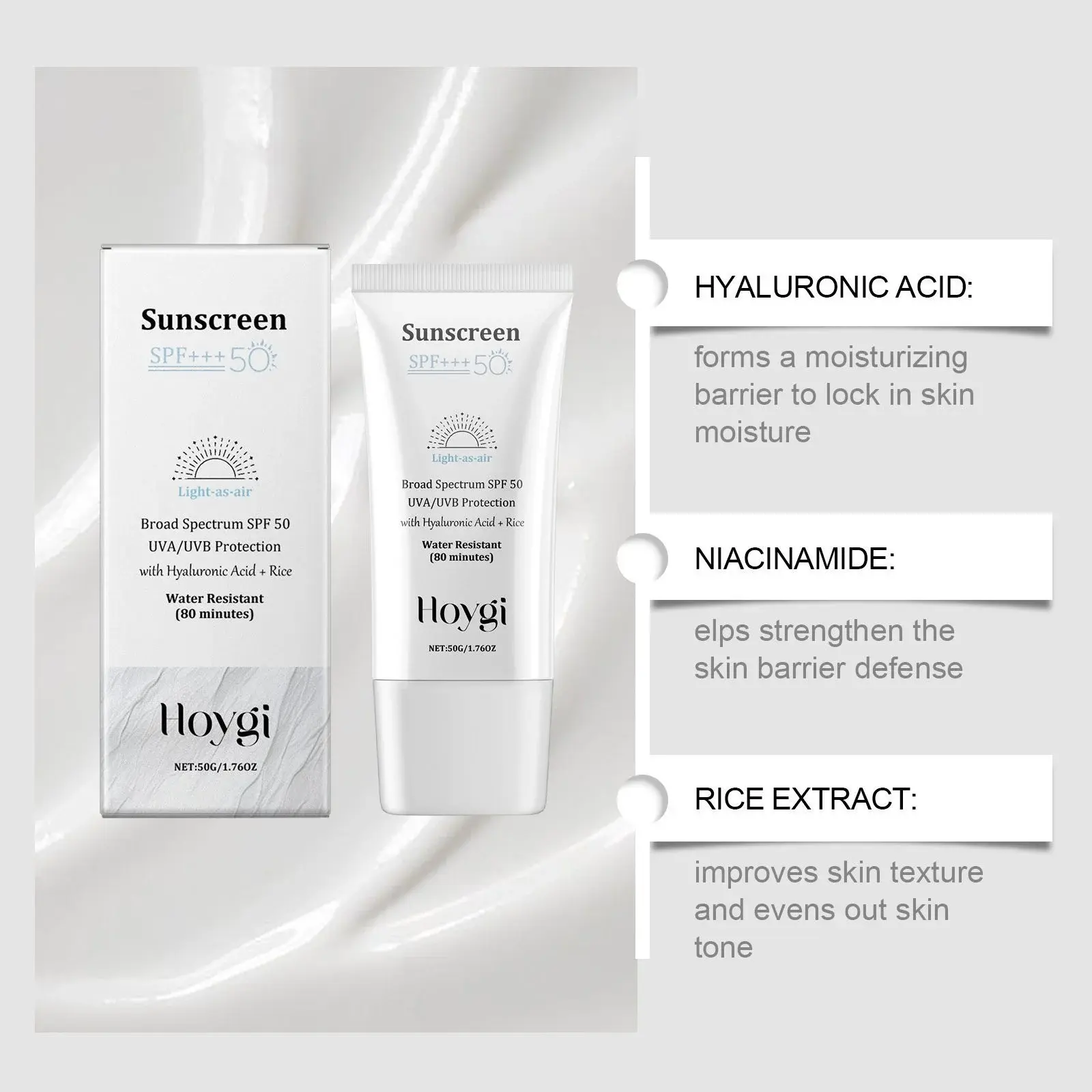Hyaluronic Acid Rice Face Cream for Lightweight Hydration - Hoygi 6 HO A05 0931 01 28790725