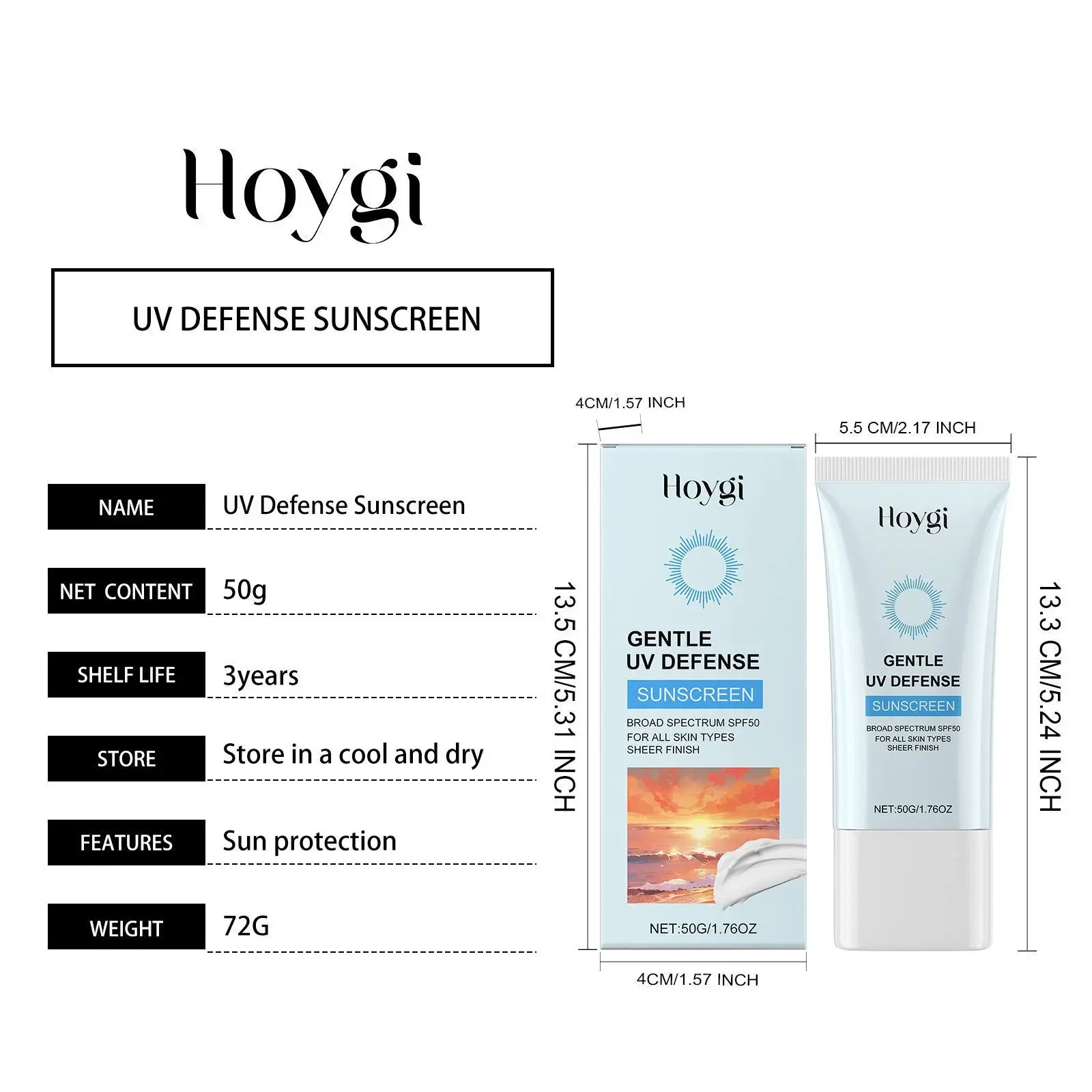 Moisturizing Face Cream with UV Protection - Non-Greasy & Soothing - Hoygi 1 HO A05 0943 01 32850316