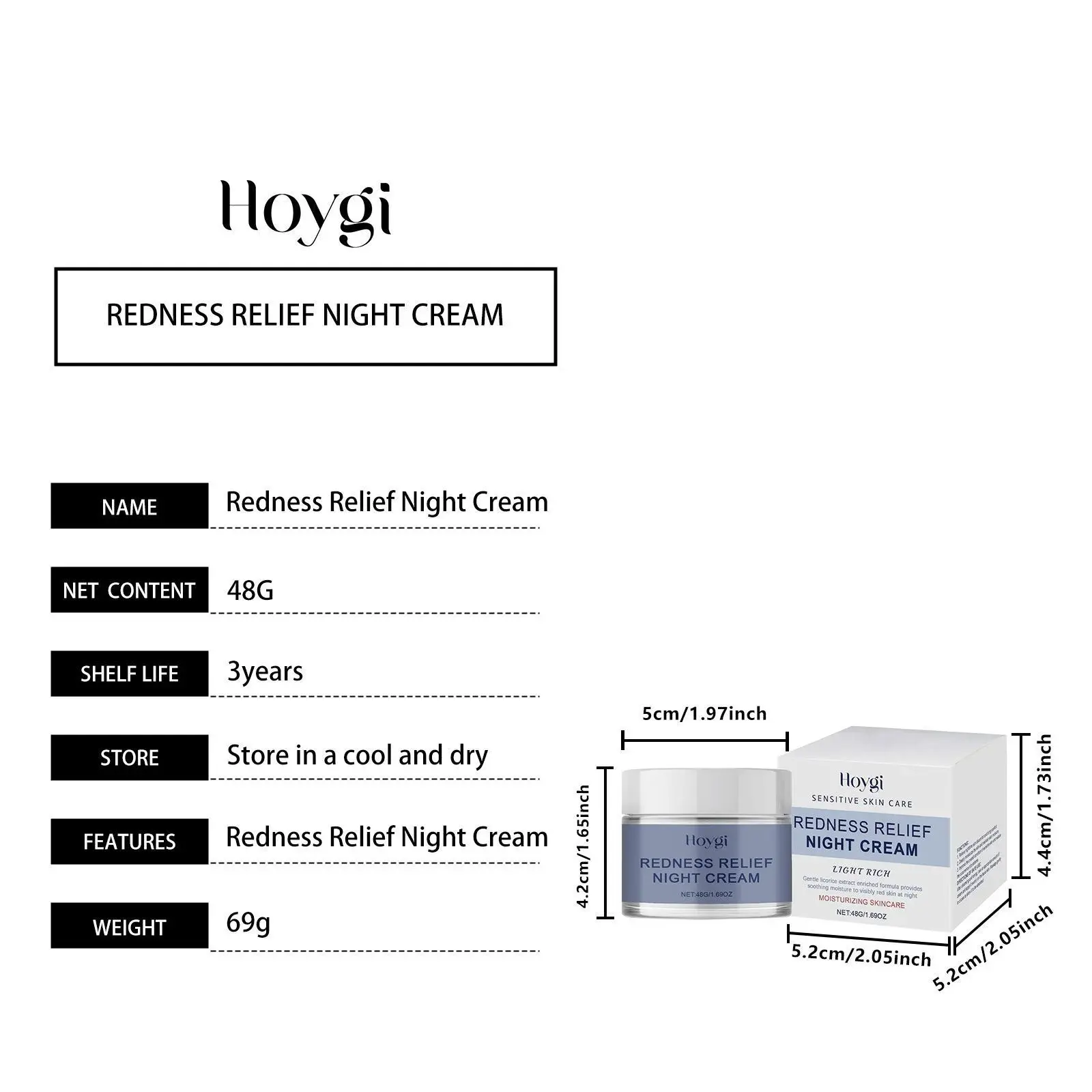 Soothing Moisturizing Night Cream for Sensitive Skin - Hoygi 1 HO A05 0971 01 40901462