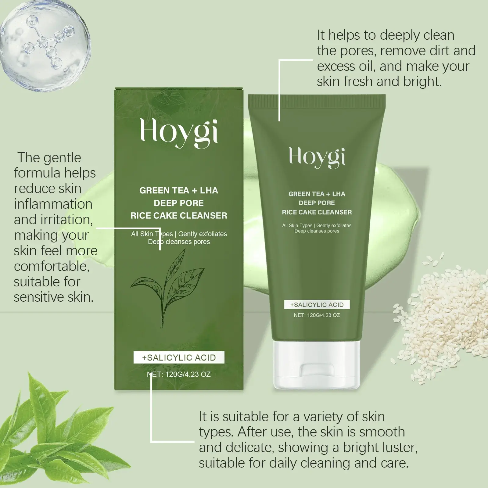 Green Tea Salicylic Acid Facial Cleanser for Gentle Pore Cleansing - Hoygi 6 HO A05 0999 01 46666756