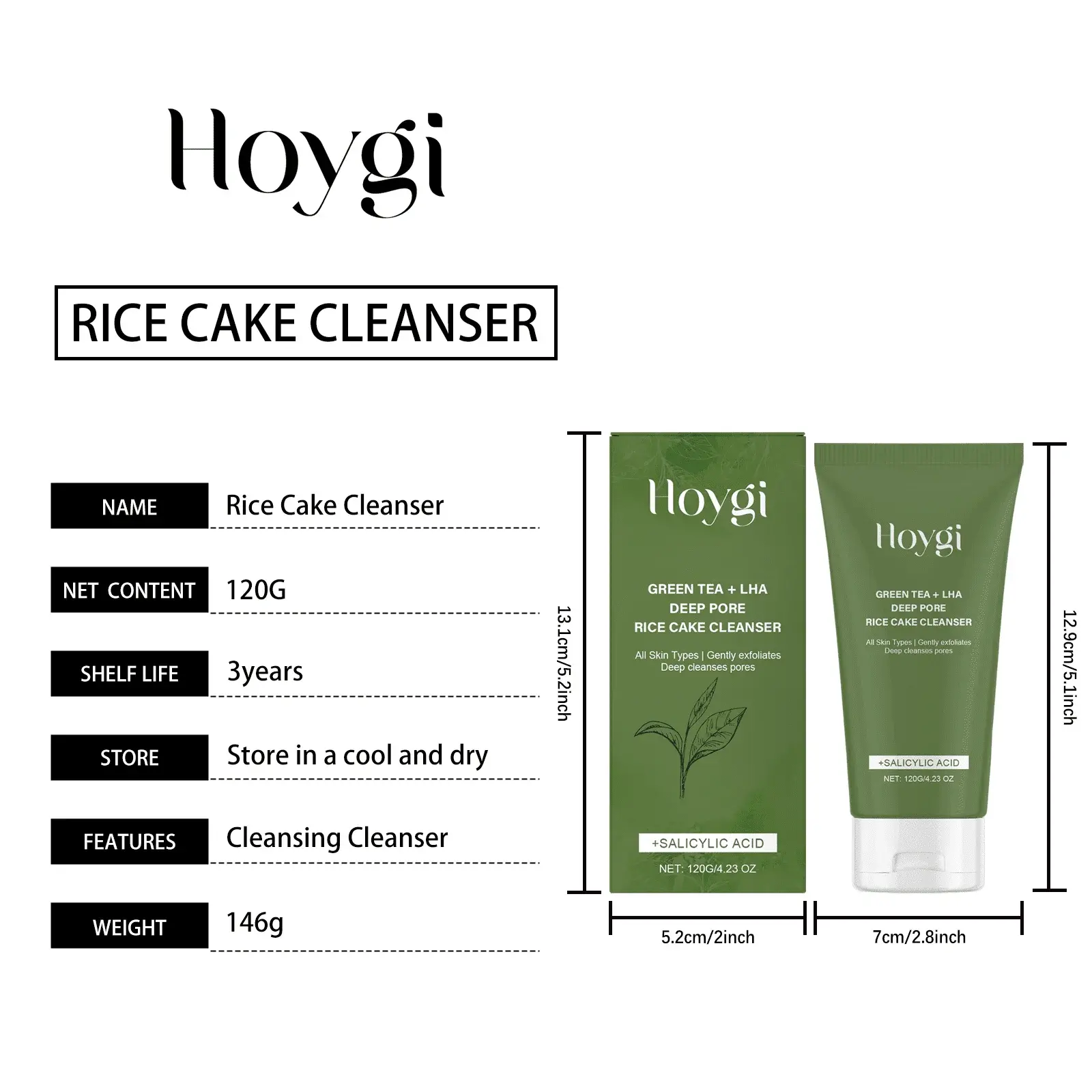 Green Tea Salicylic Acid Facial Cleanser for Gentle Pore Cleansing - Hoygi 1 HO A05 0999 01 48140587