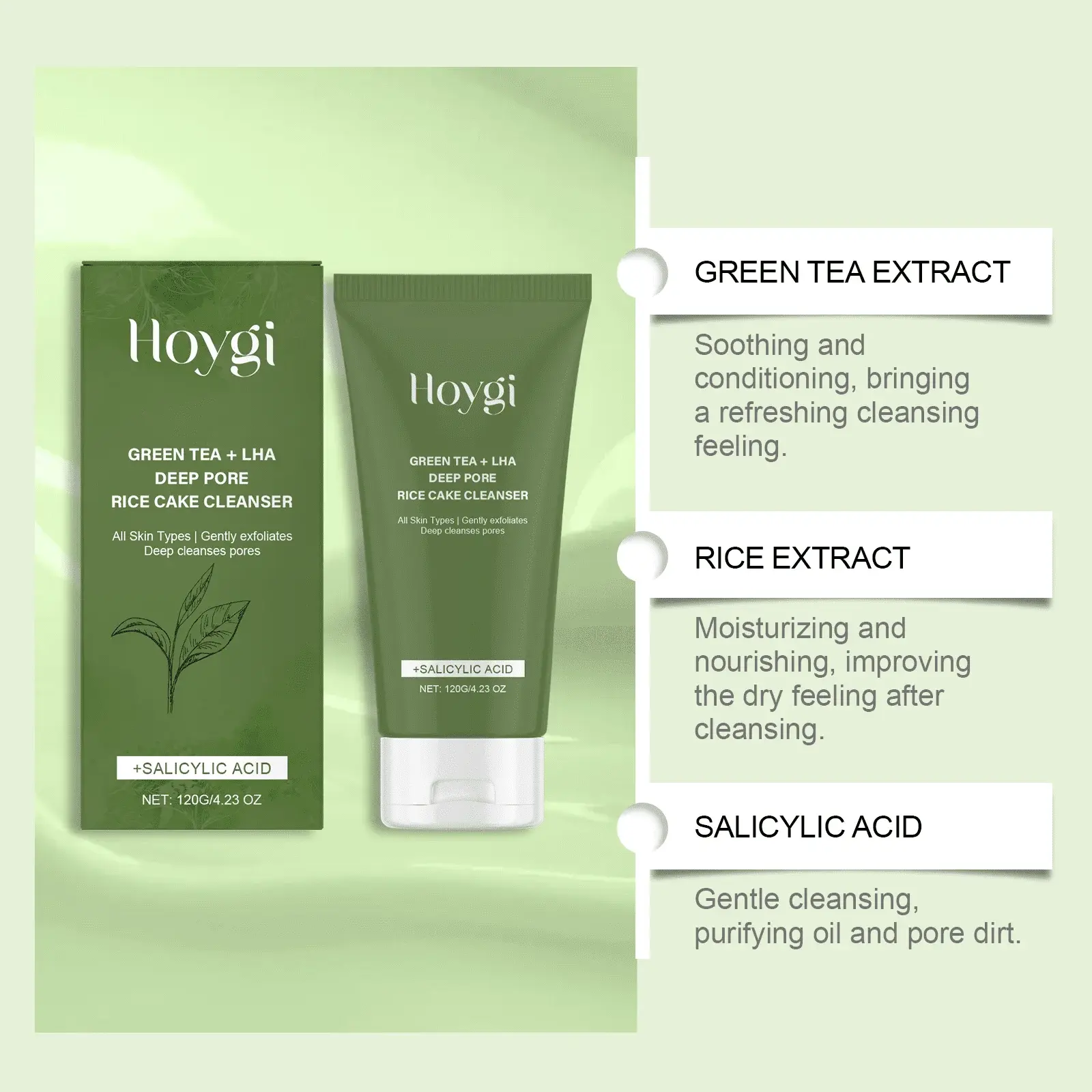 Green Tea Salicylic Acid Facial Cleanser for Gentle Pore Cleansing - Hoygi 8 HO A05 0999 01 60962962