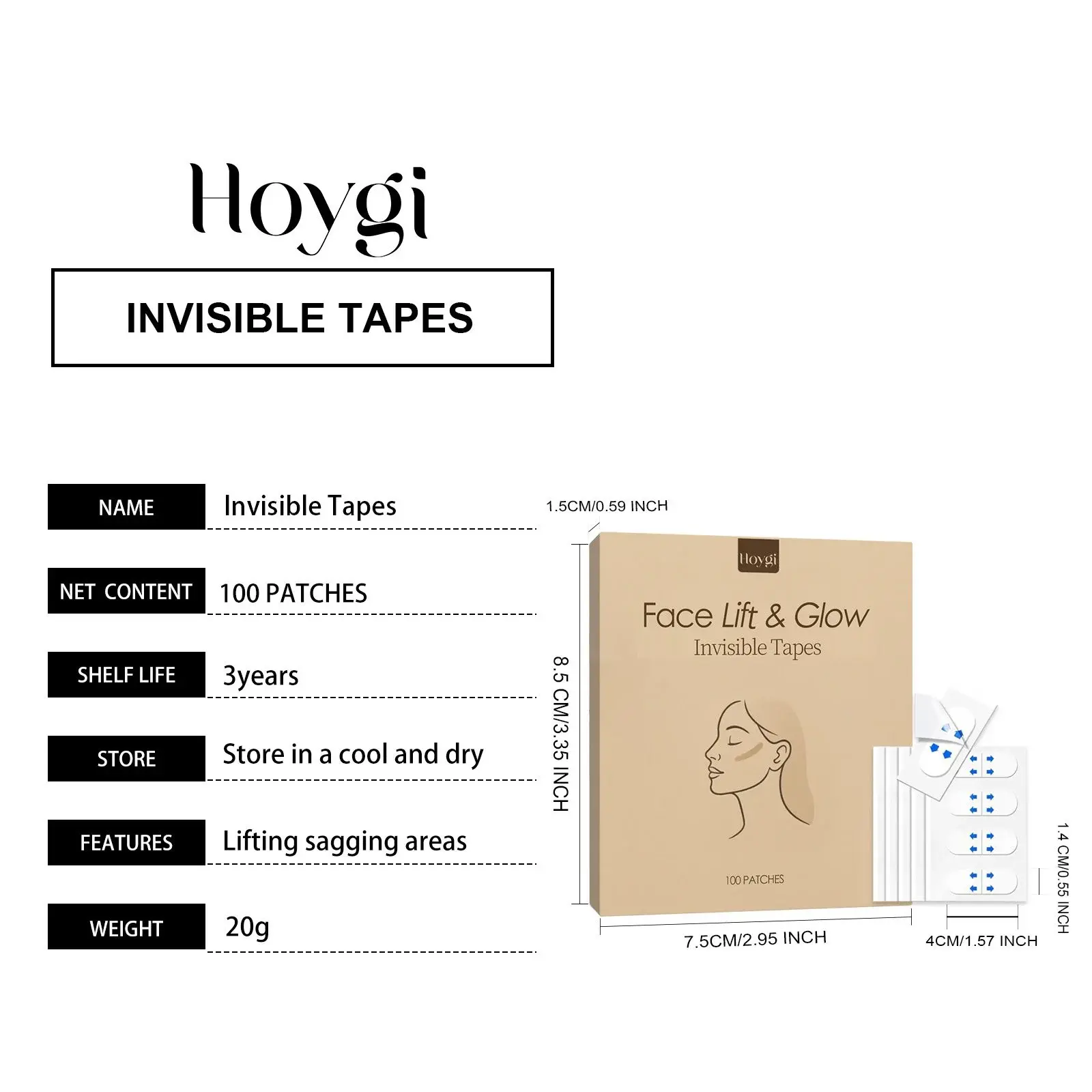 Invisible Face Lifting Patches V-Shape Tightening & Moisturizing Hoygi 1 HO A05 1006 01 33704204