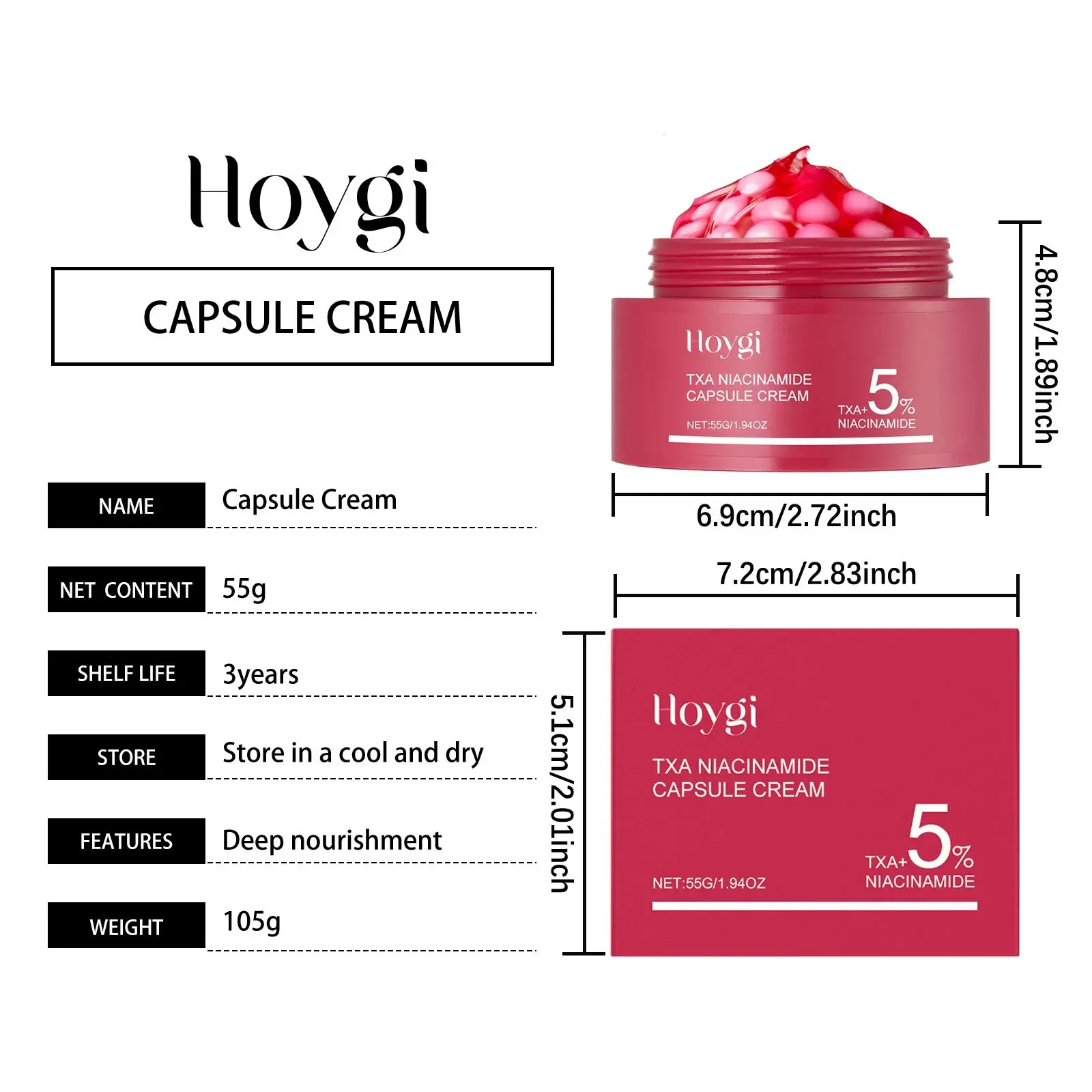 Nicotinamide Moisturizing Capsule Cream Hydrating Face Moisturizer - Hoygi 1 HO A05 1020 01 79248860