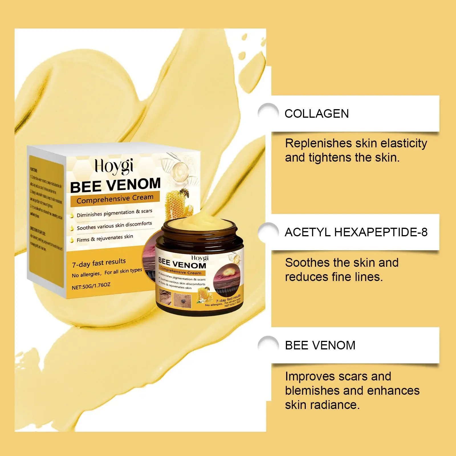 Bee Venom Skin Care Cream with Collagen & Peptides - Hoygi 9 HO A05 1031 01 13055826