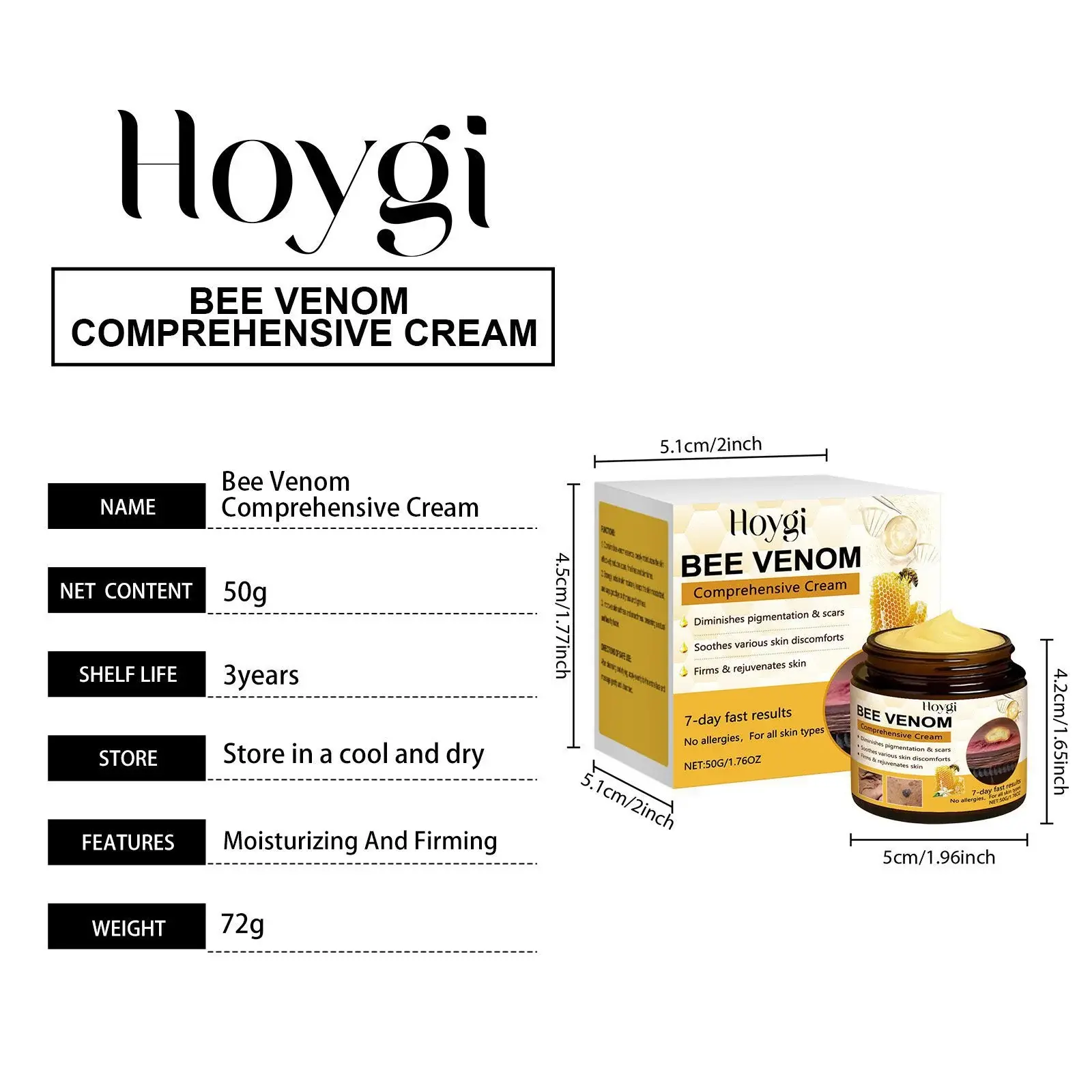 Bee Venom Skin Care Cream with Collagen & Peptides - Hoygi 1 HO A05 1031 01 56570685