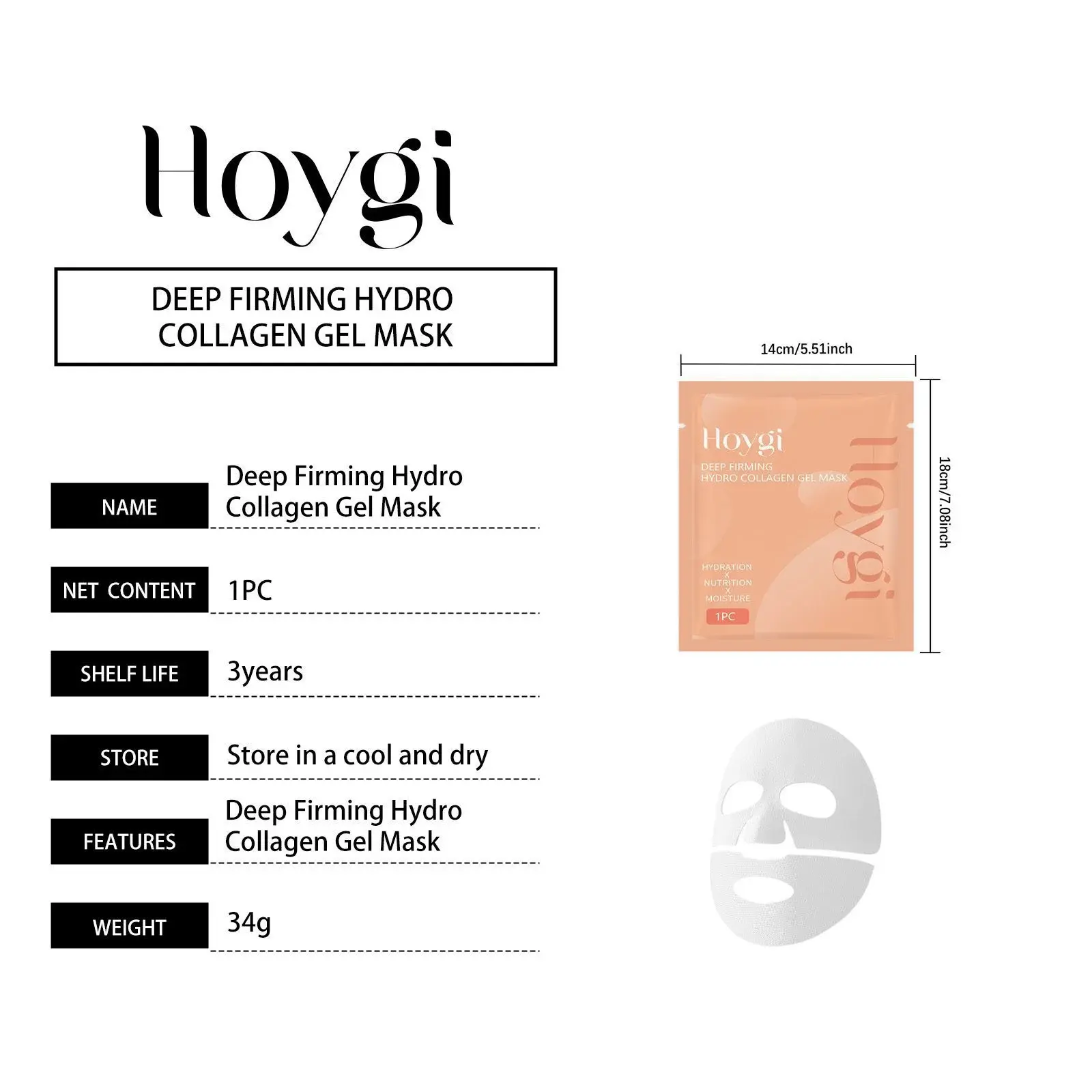 Collagen Deep Moisturizing Peel-Off Mask for Radiant Skin - Hoygi 1 HO A05 1047 01 19092372