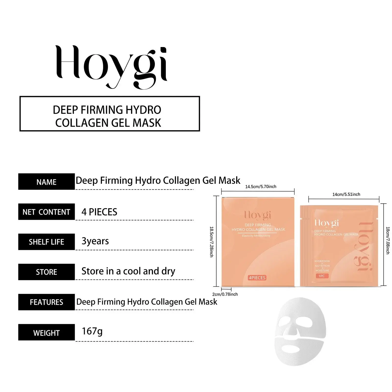 Hoygi Collagen Moisturizing Mask for Hydrating & Firming Skin 1 HO A05 1047 02 10278305