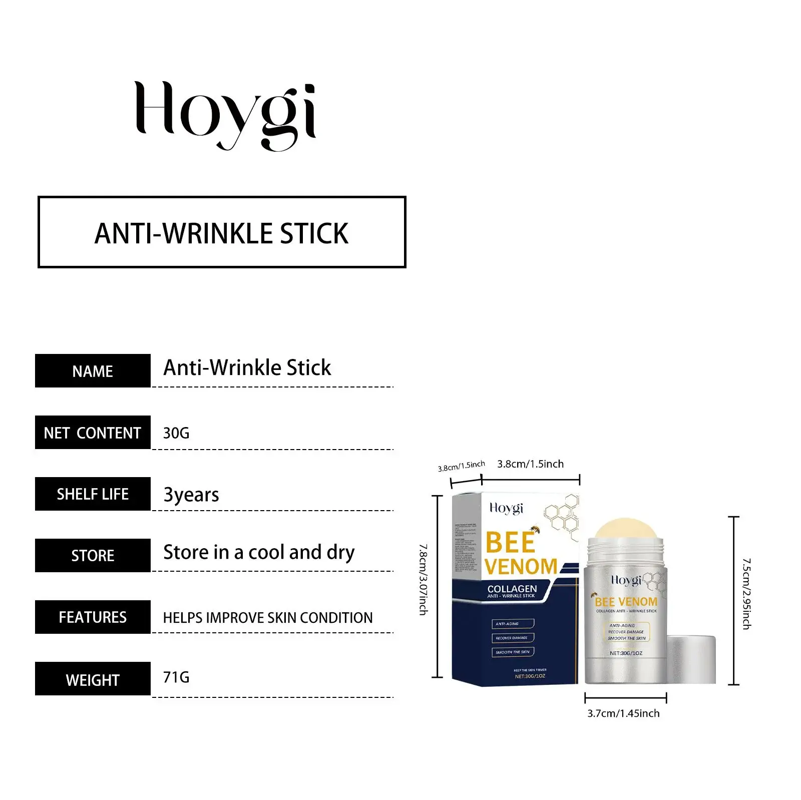 Bee Venom Facial Moisturizer Stick for Dry Skin Hydration by Hoygi 1 HO A06 0103 01 79883299