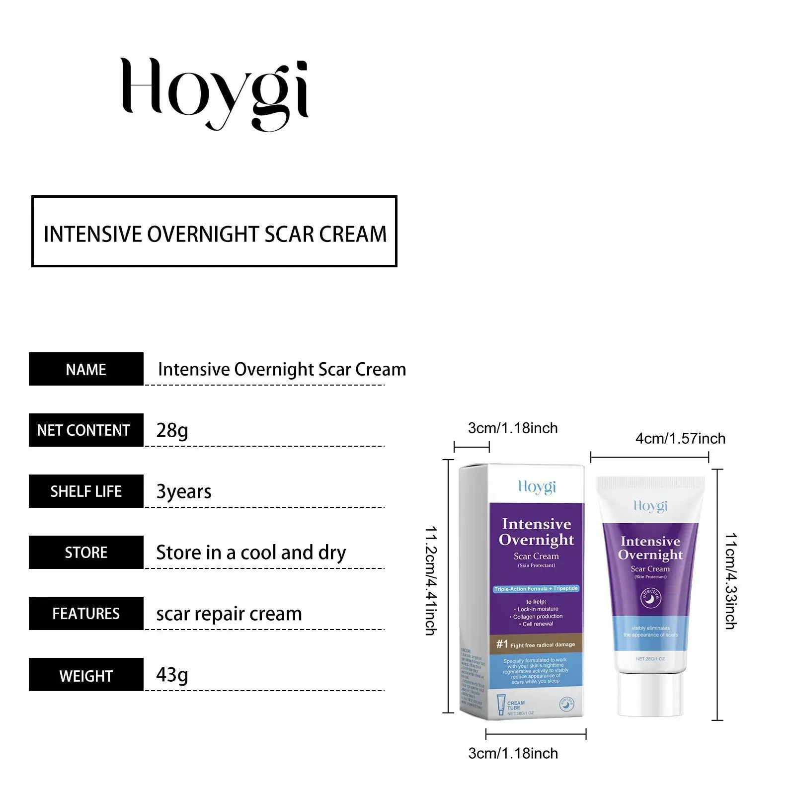Skin Repair Cream for Scars - Daily Body Moisturizer with Aloe & Collagen 1 HO B06 0004 01 1724151690008